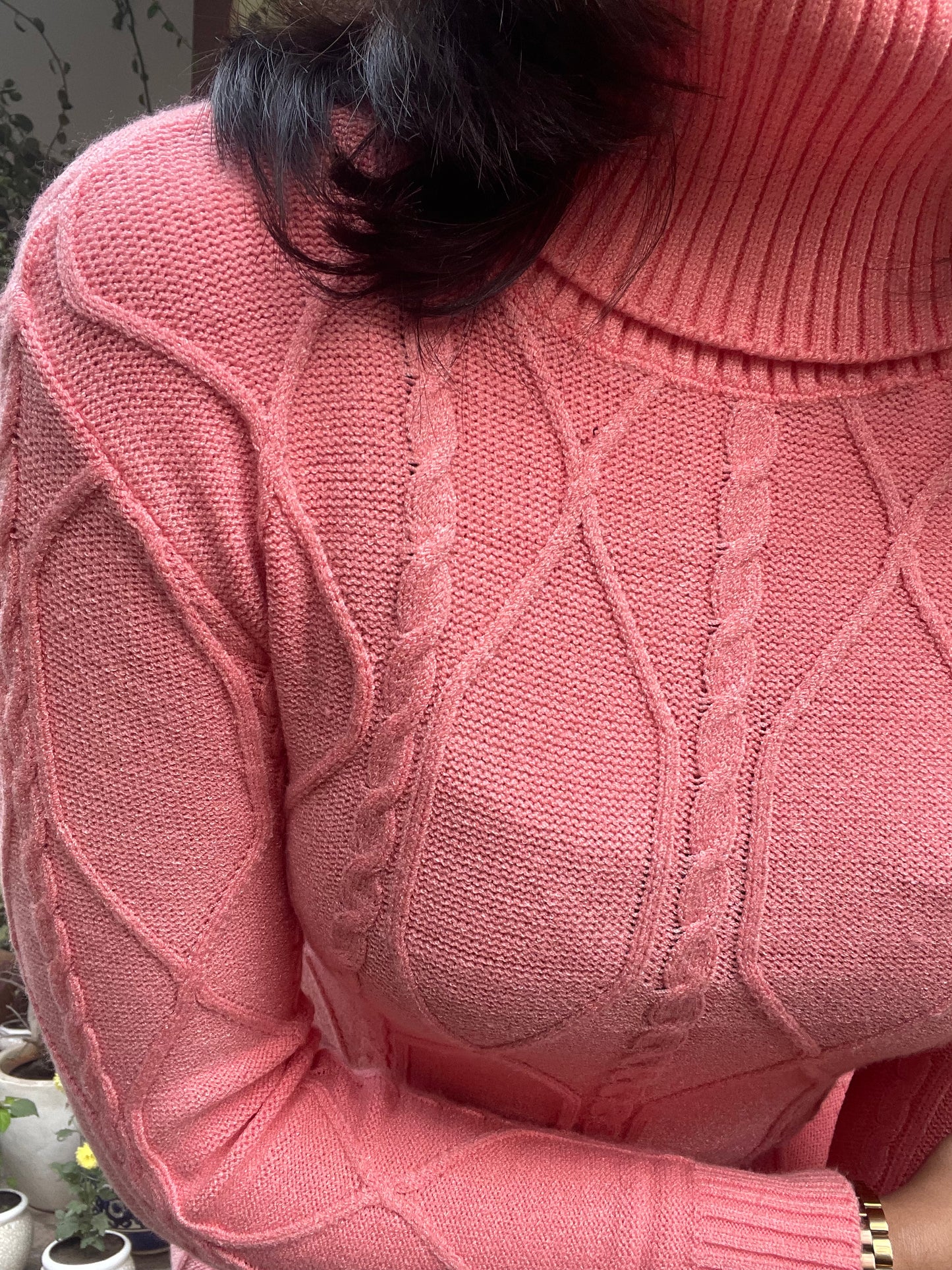 Knit Sweater Dress- Peach (Free Size)