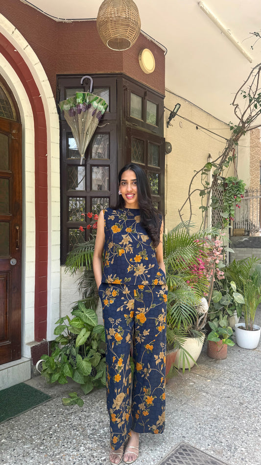 Secret Garden Luxe Set - Navy - WITH SLEEVES FABRIC