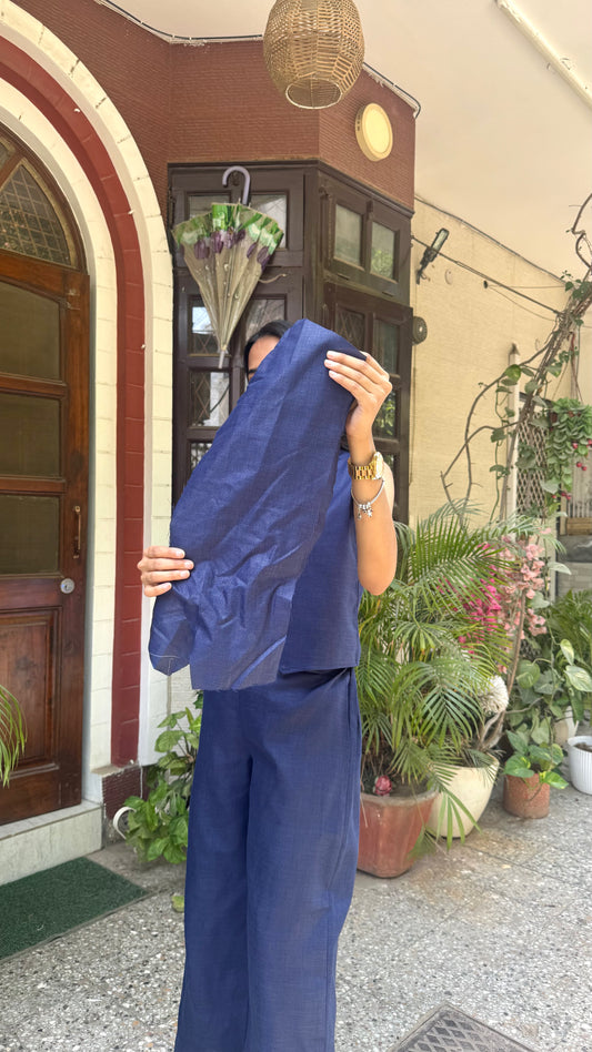 Cotton Waistcoat Set - Navy - WITH SLEEVES FABRIC