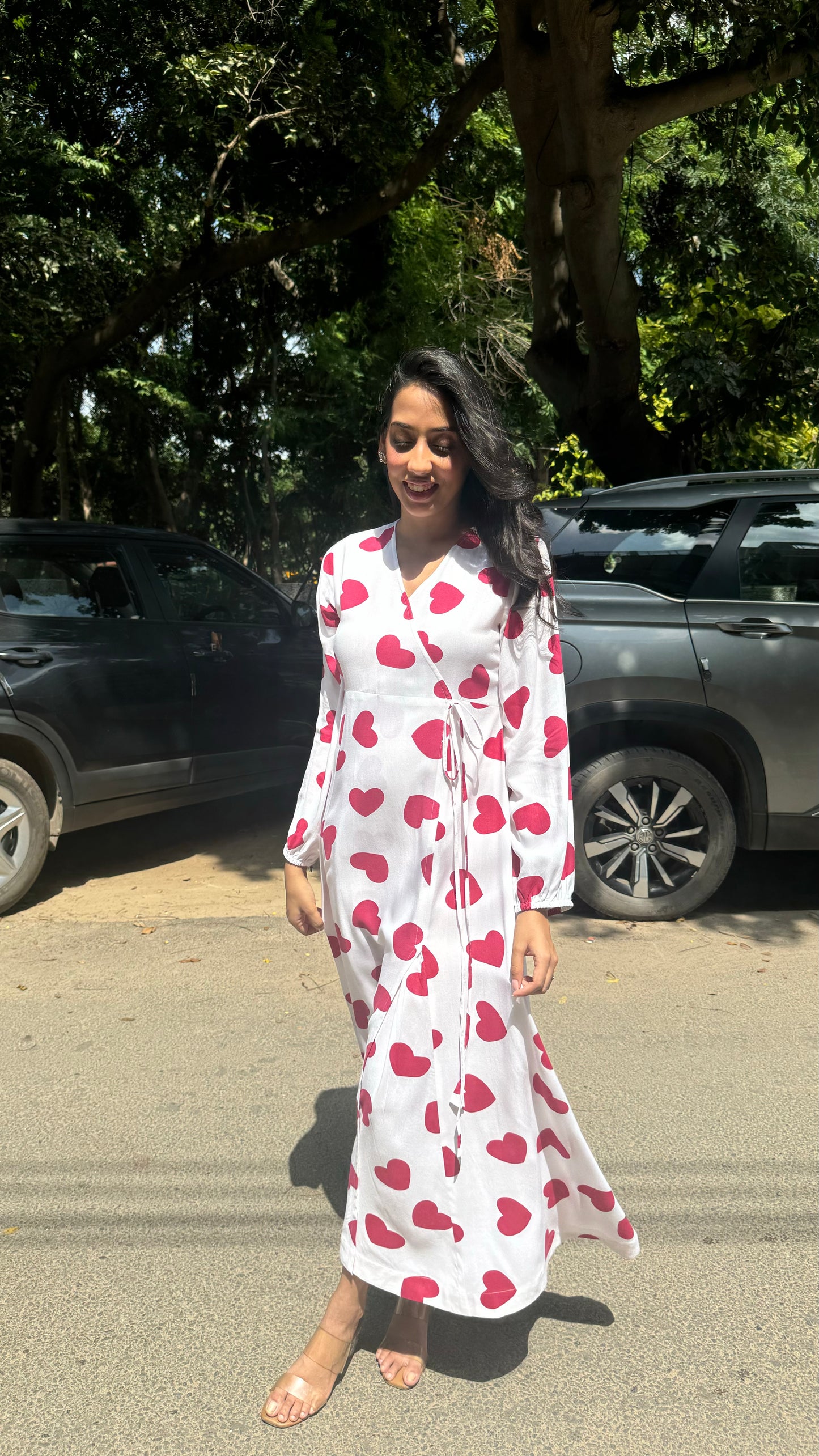 Hunny Stitched Wrap Maxi – Hearts (Premium Collection)