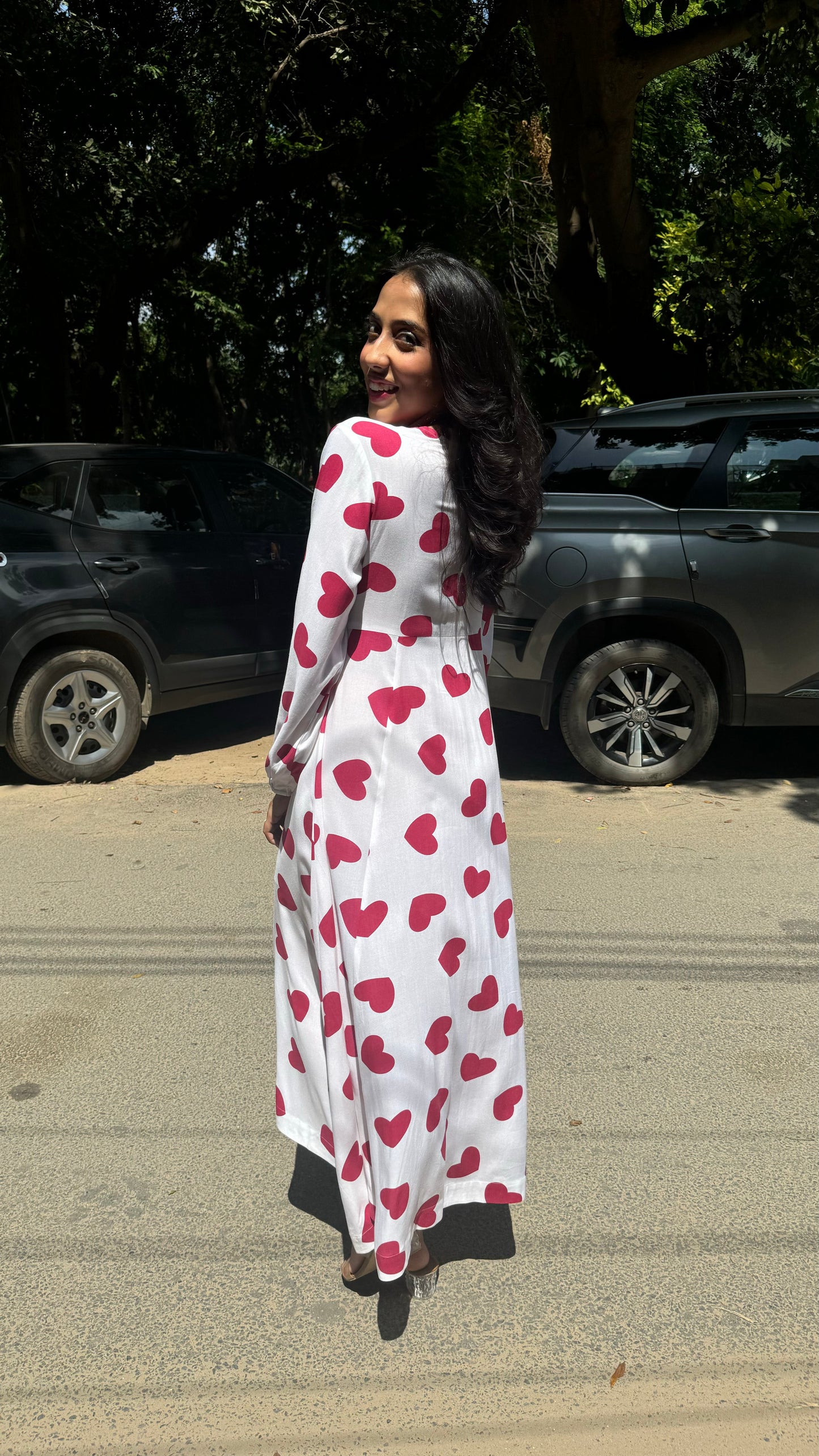 Hunny Stitched Wrap Maxi – Hearts (Premium Collection)