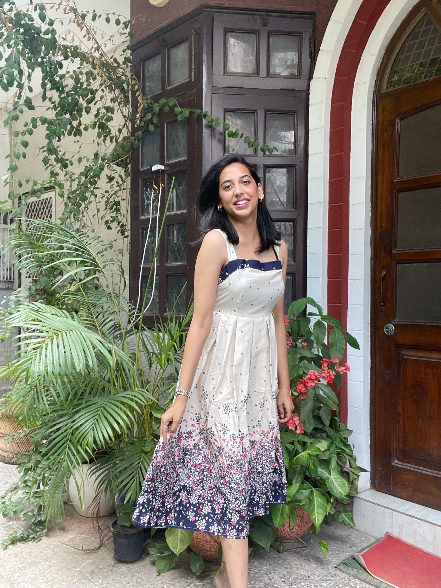 Cream Floral Party Dress