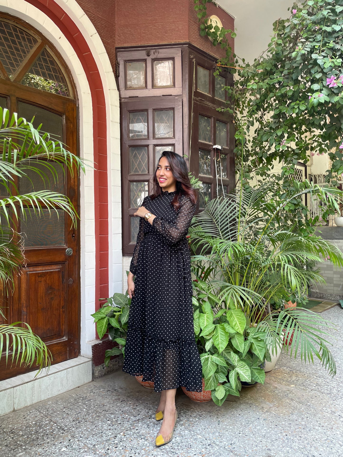 Luxe Polka Dress- Black