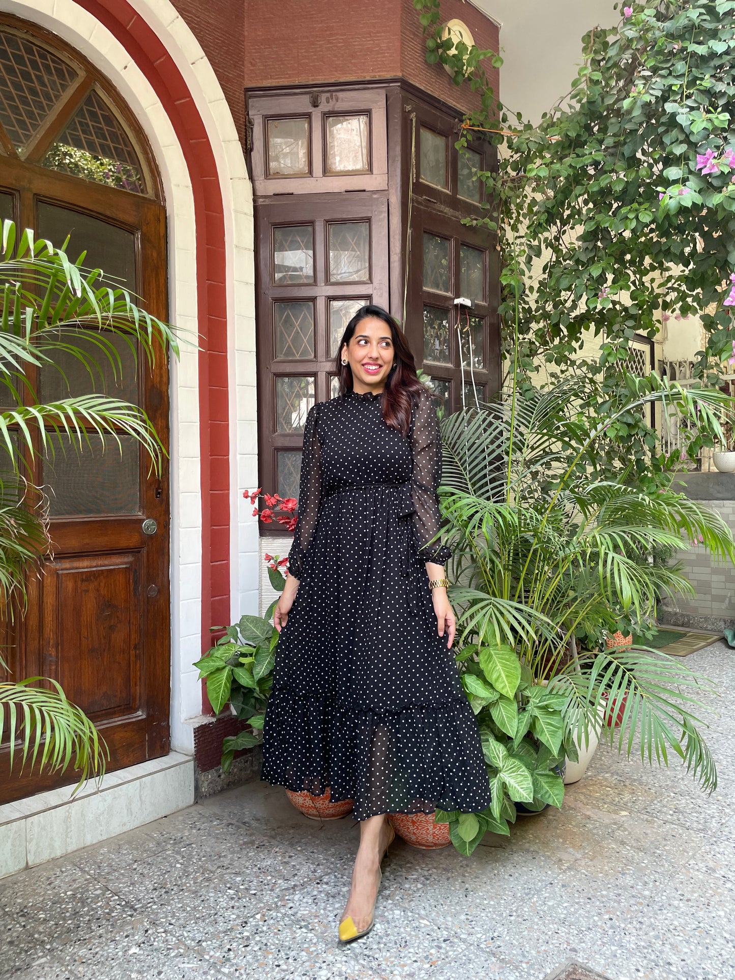 Luxe Polka Dress- Black