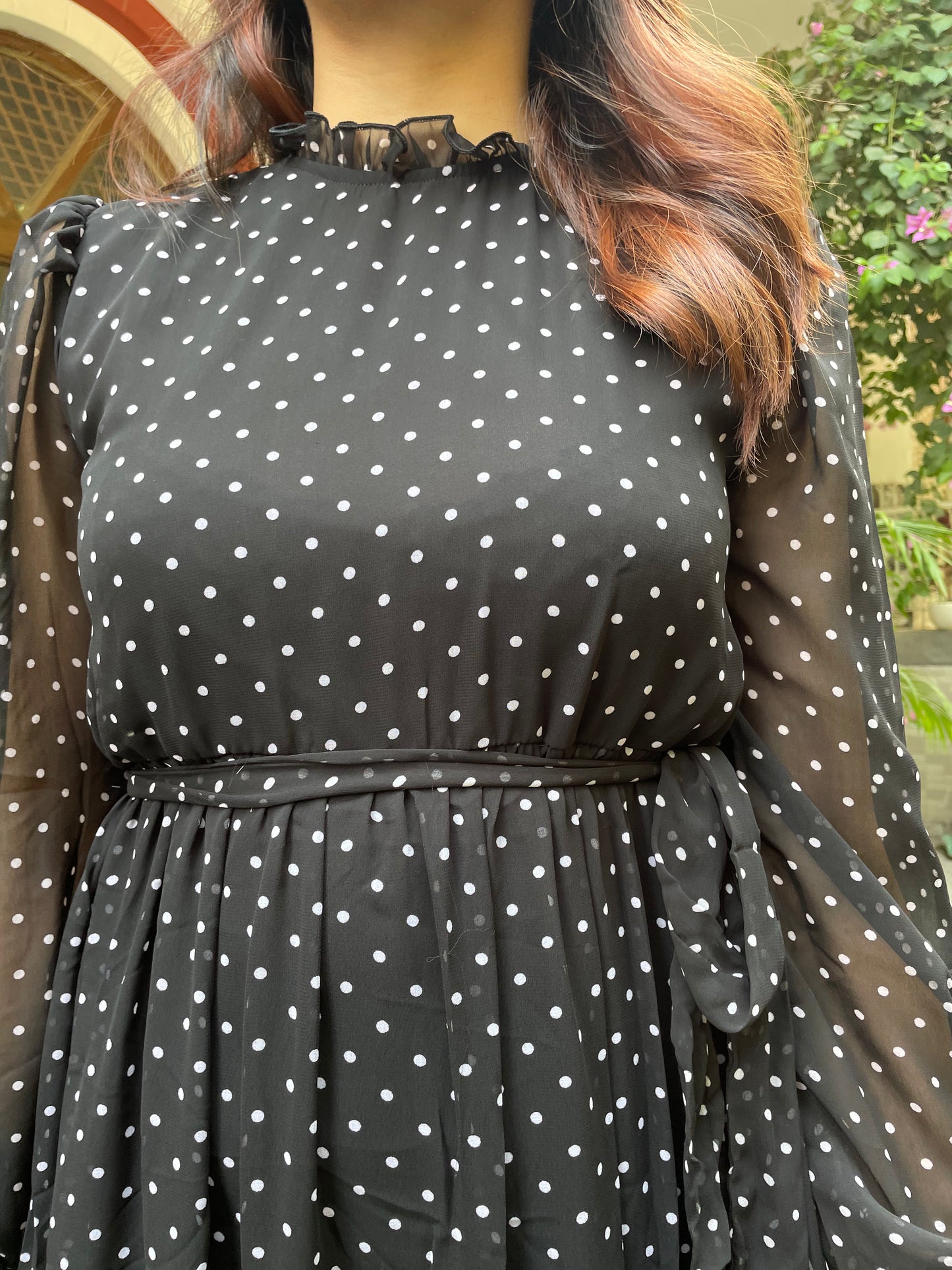 Luxe Polka Dress- Black