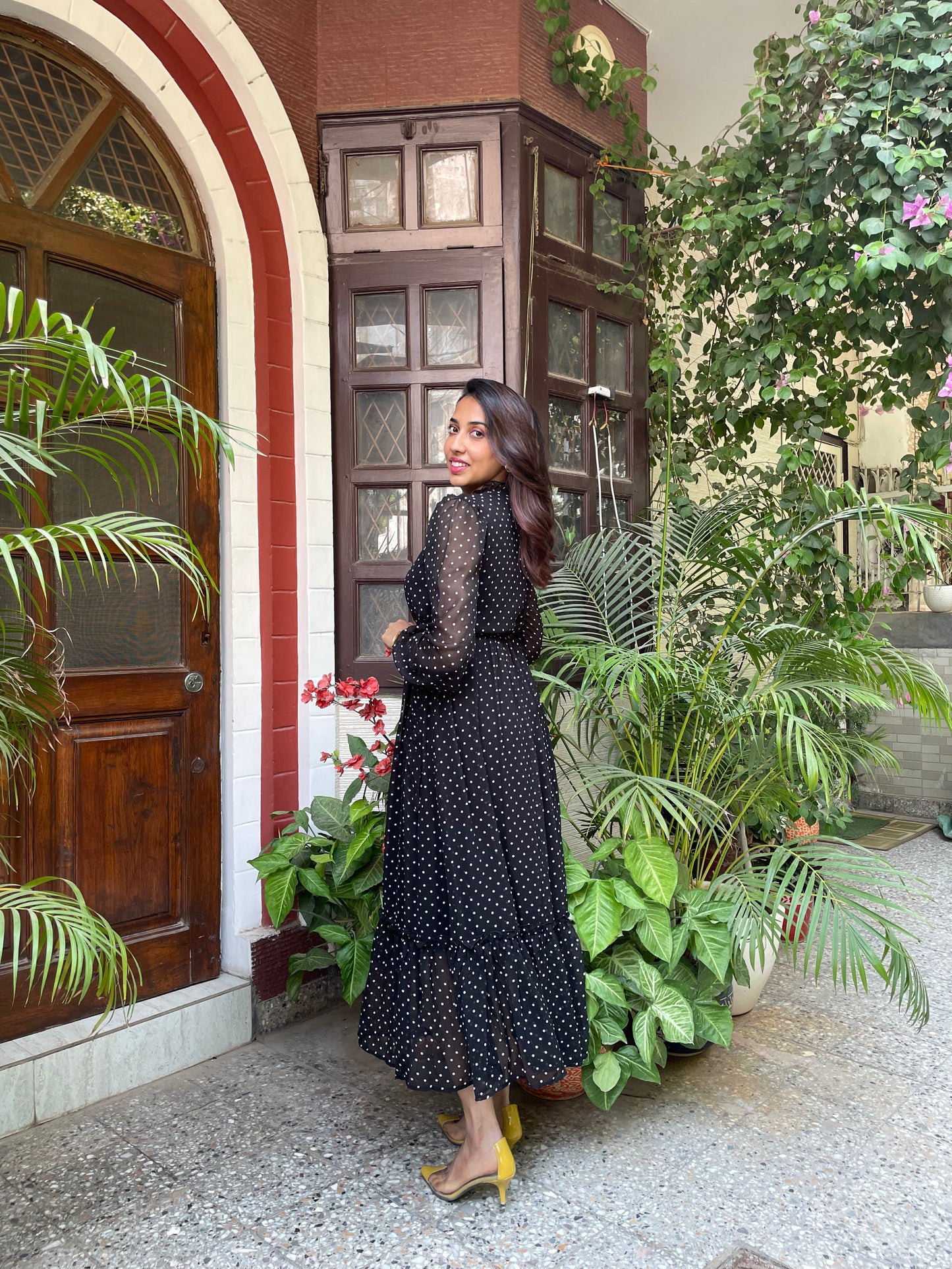 Luxe Polka Dress- Black