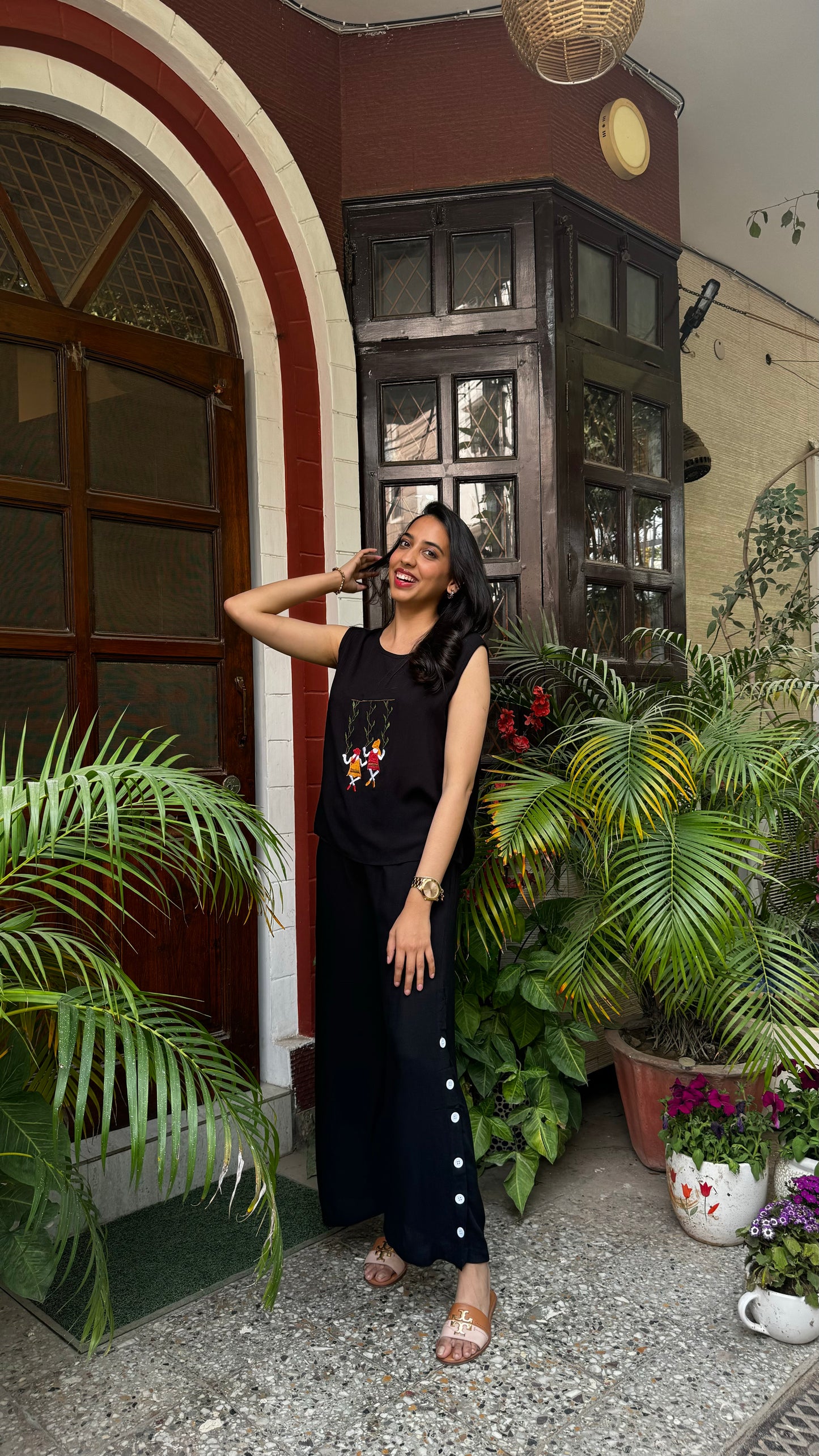 Swinging into Summer Set- Black (Premium Collection) - WITH SLEEVES FABRIC