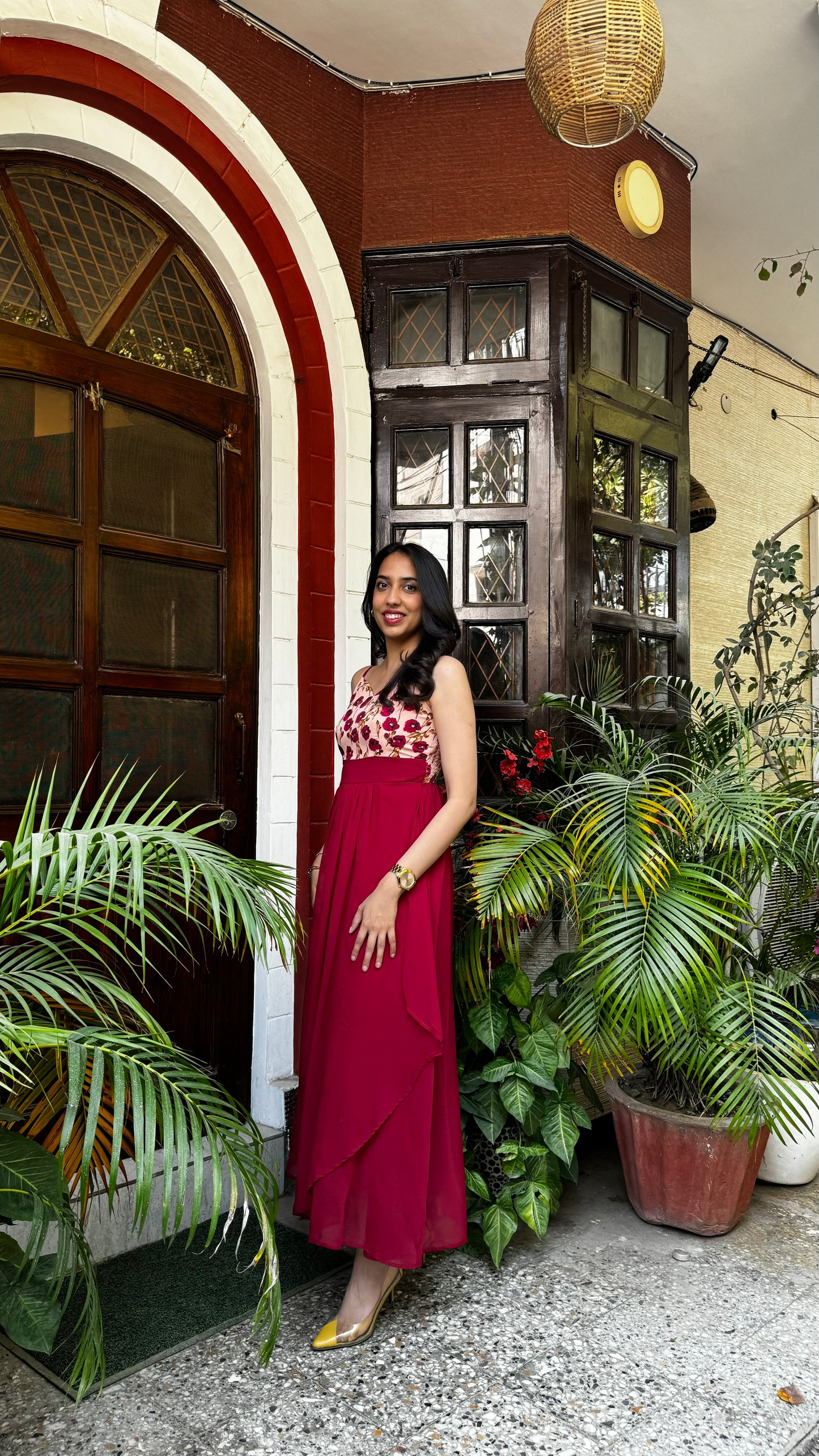 Petals Layered Maxi Dress – Maroon