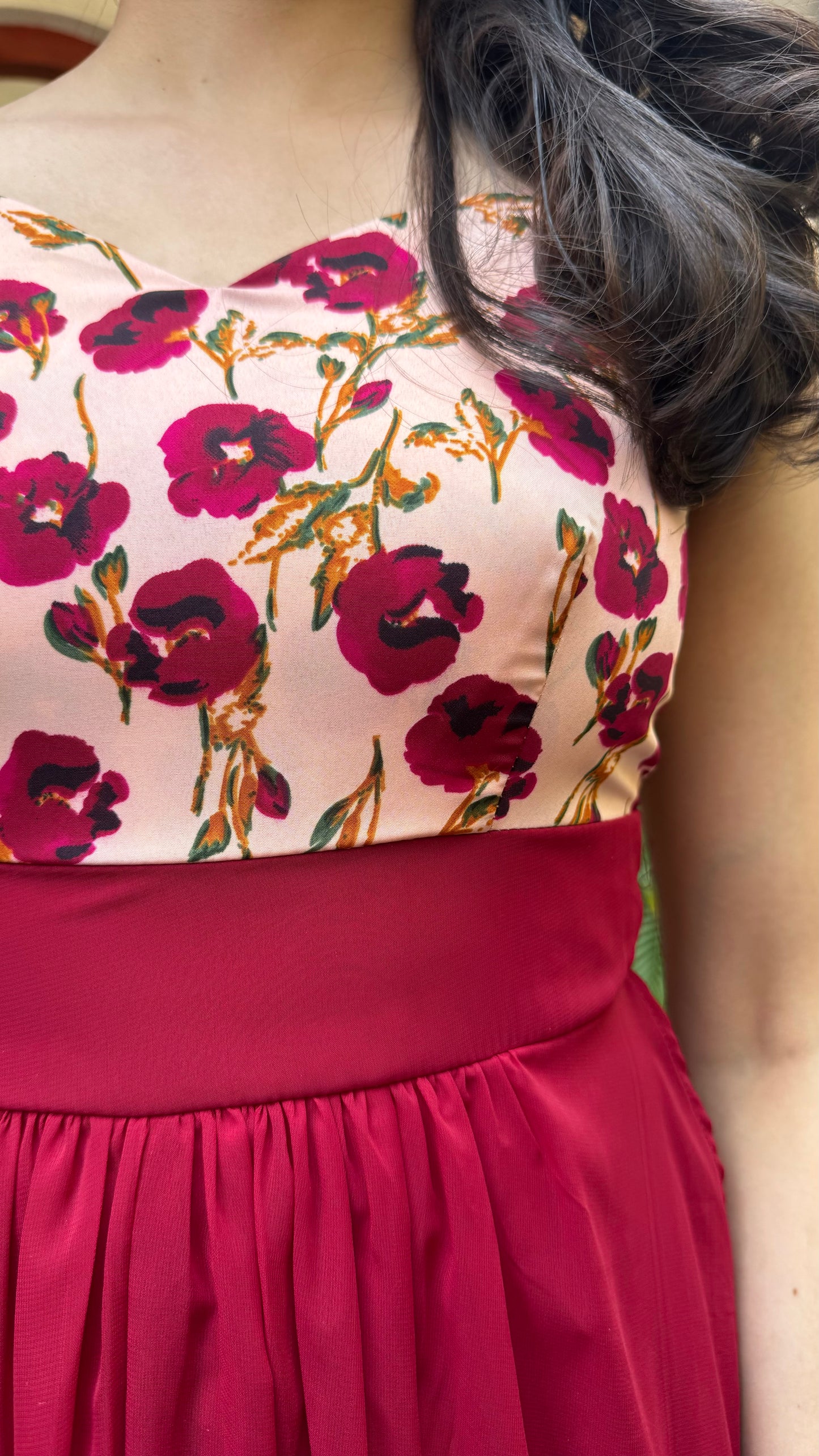 Petals Layered Maxi Dress – Maroon