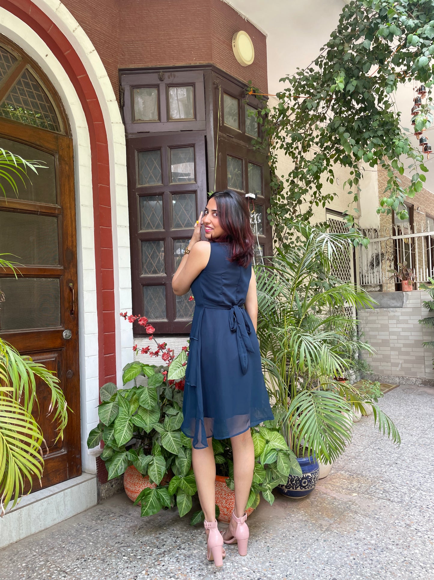 Success Georgette Dress- Navy Blue