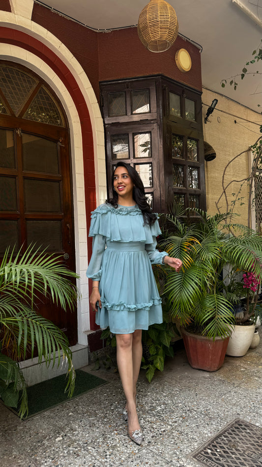 Mint Frill Georgette Dress
