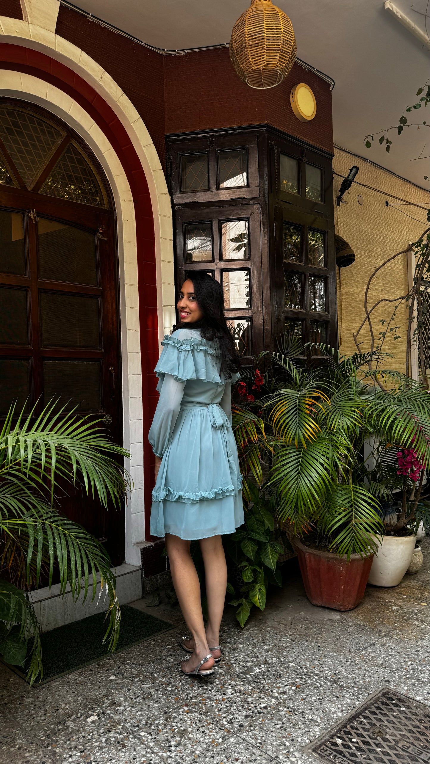 Mint Frill Georgette Dress