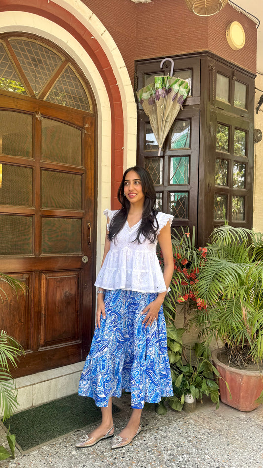 Paisley Tiered Skirt - Midi