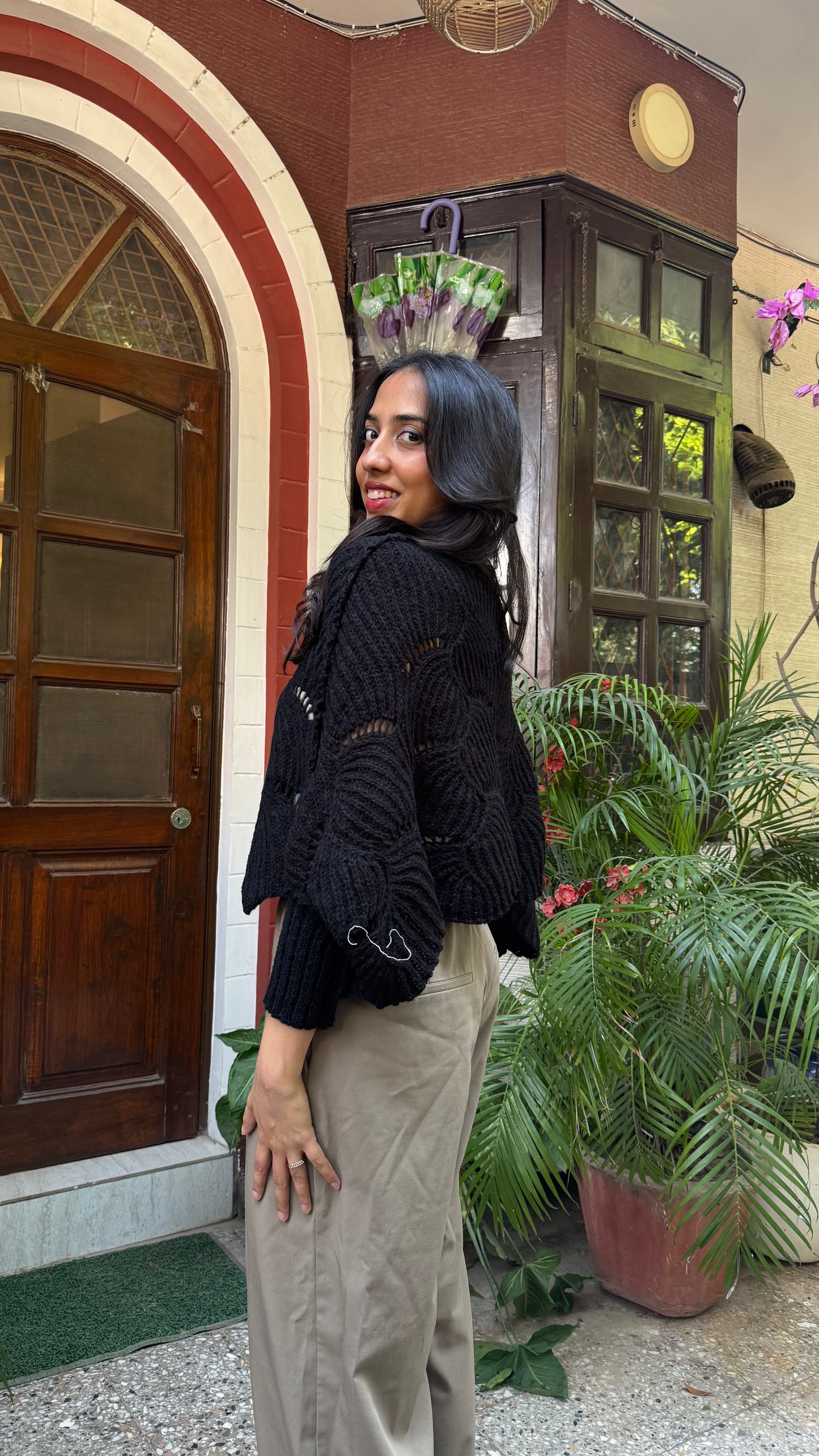 Butterfly Knit Sweater - Black (Free Size)