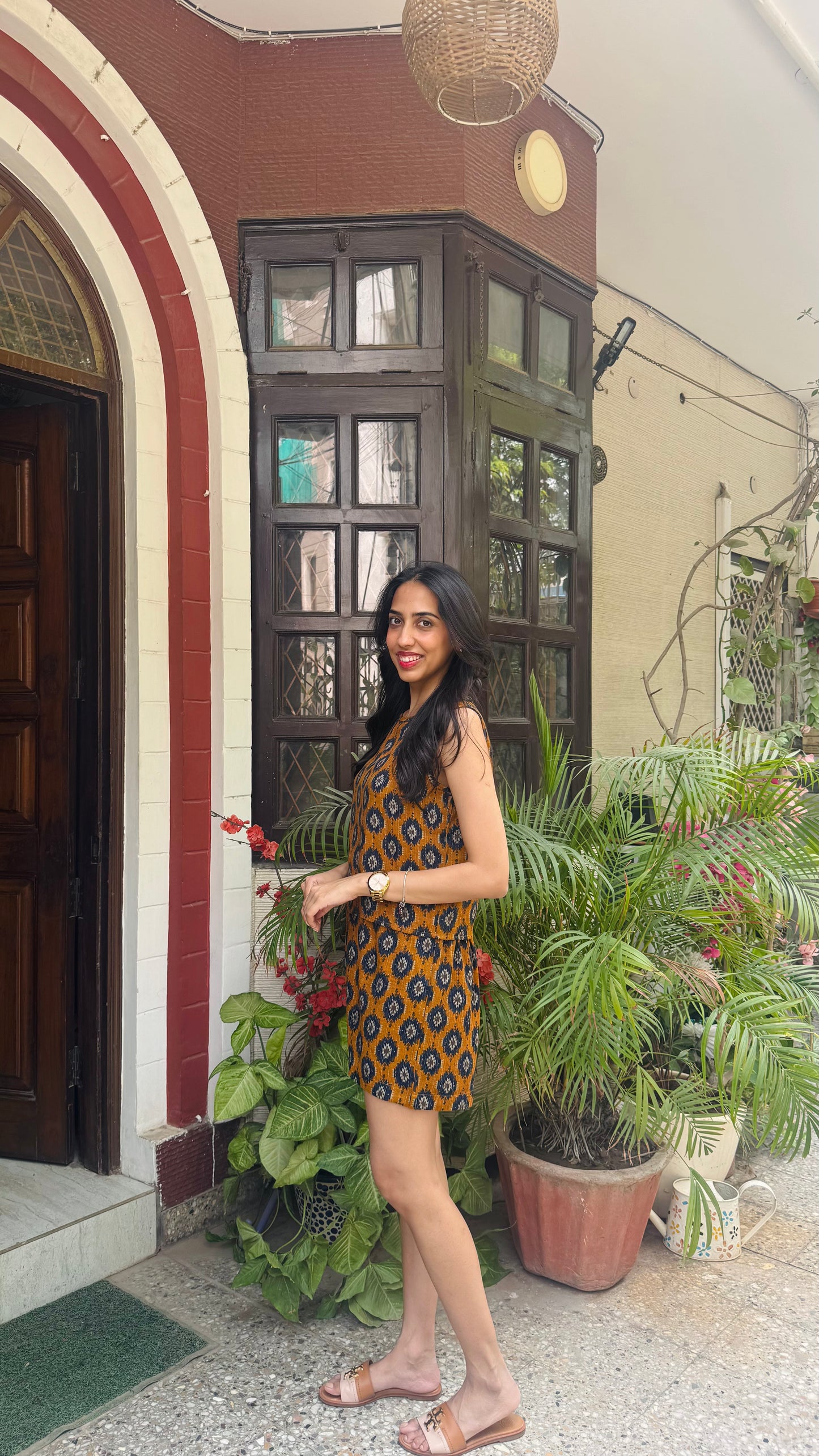Ikat Printed Cotton Set - Mustard