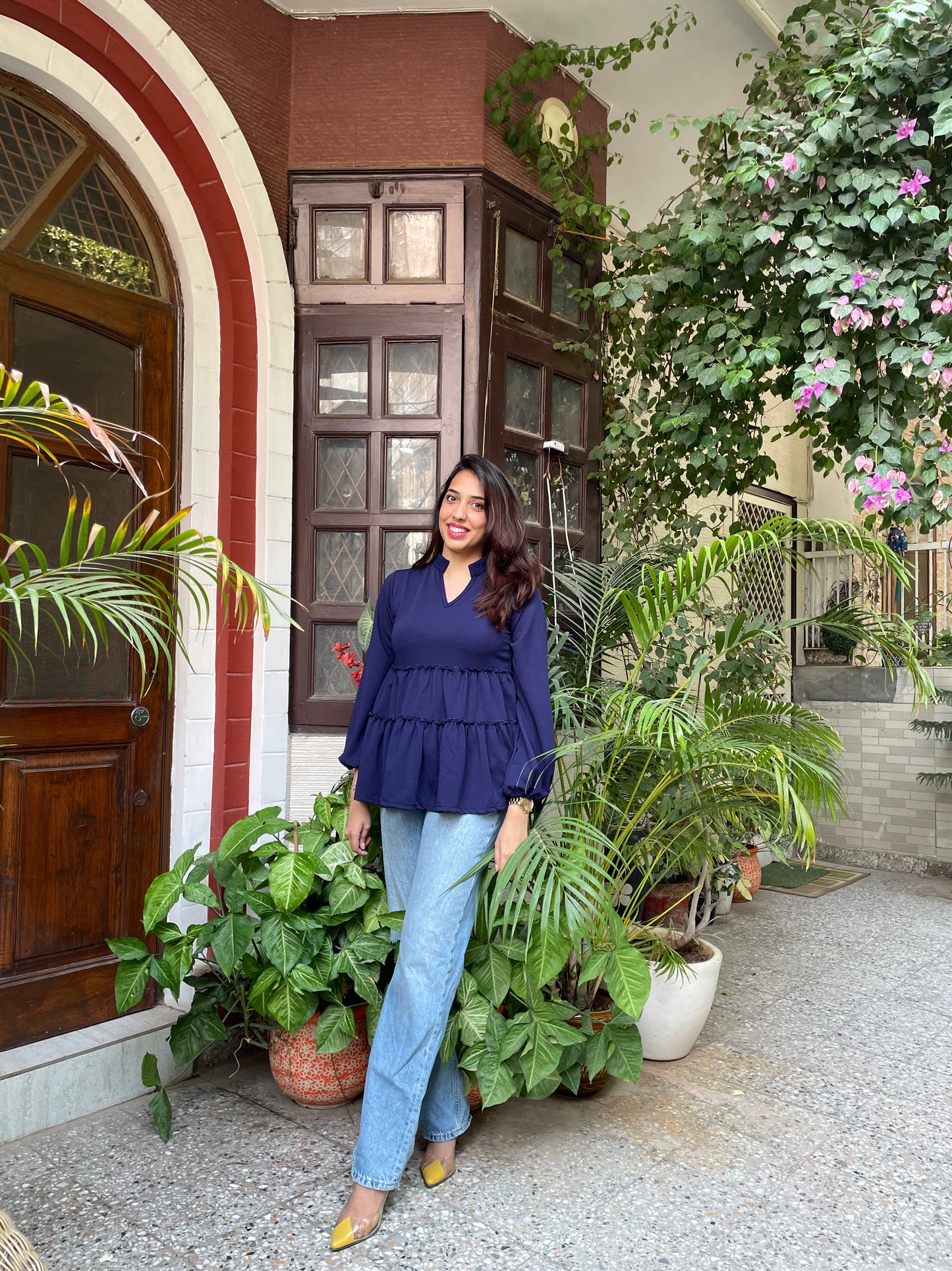 Delight Tiered Top - Navy