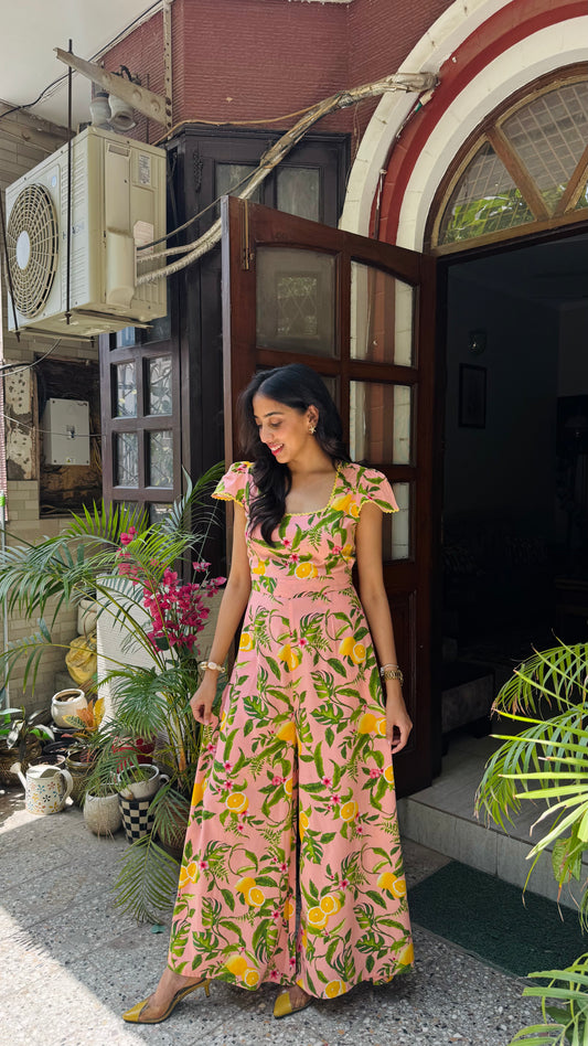Soleil Lace Jumpsuit - Peach (Premium Collection)