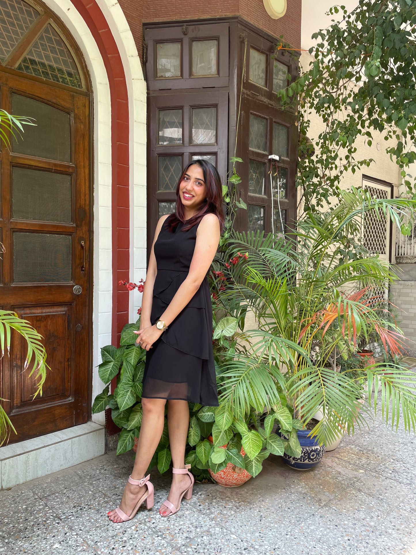 Success Georgette Dress- Black