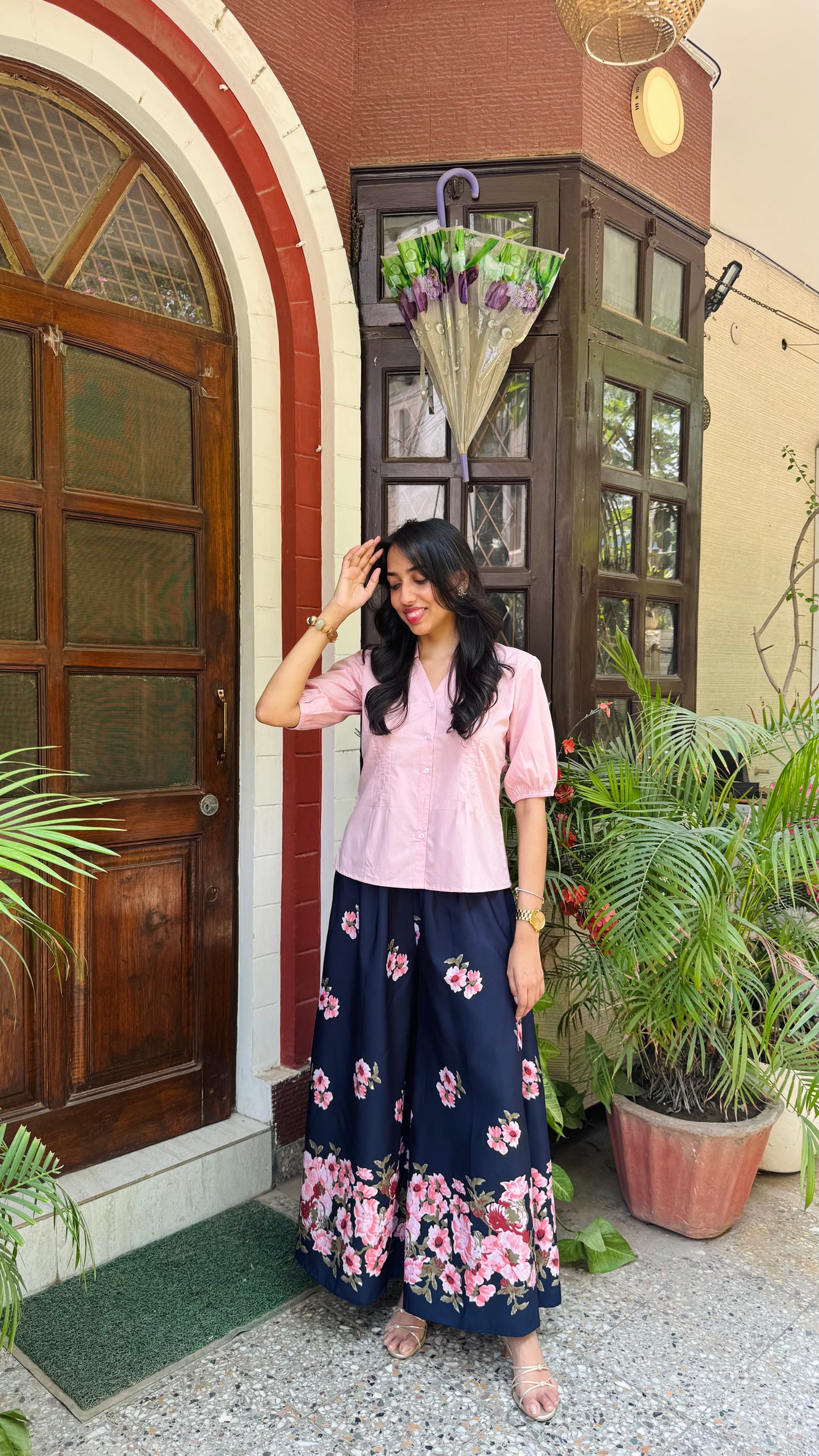 Solid Wild Flower Cotton Shirt - Dusky Pink
