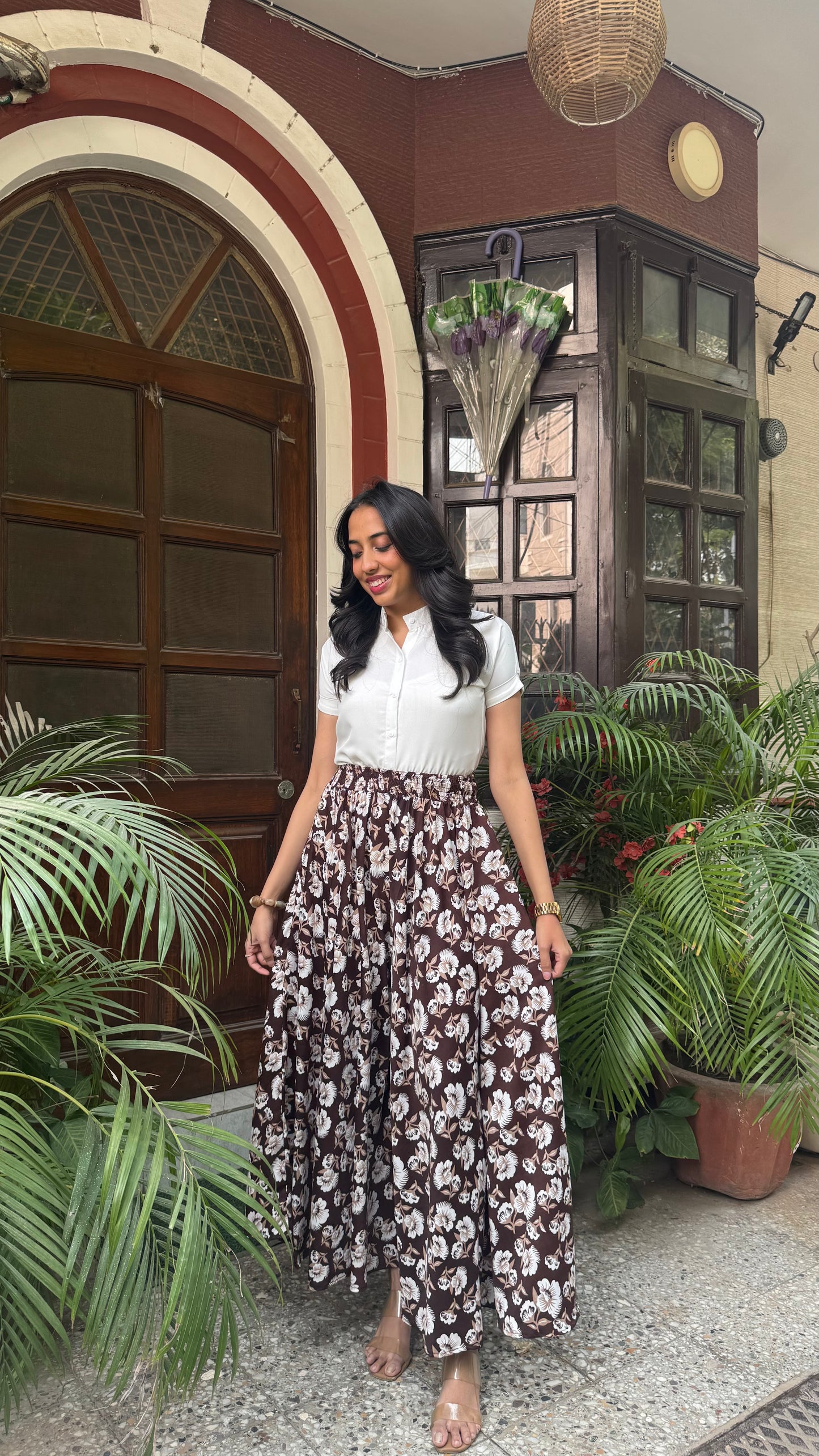 Cocoa Petals Printed Palazzo (Free Size)