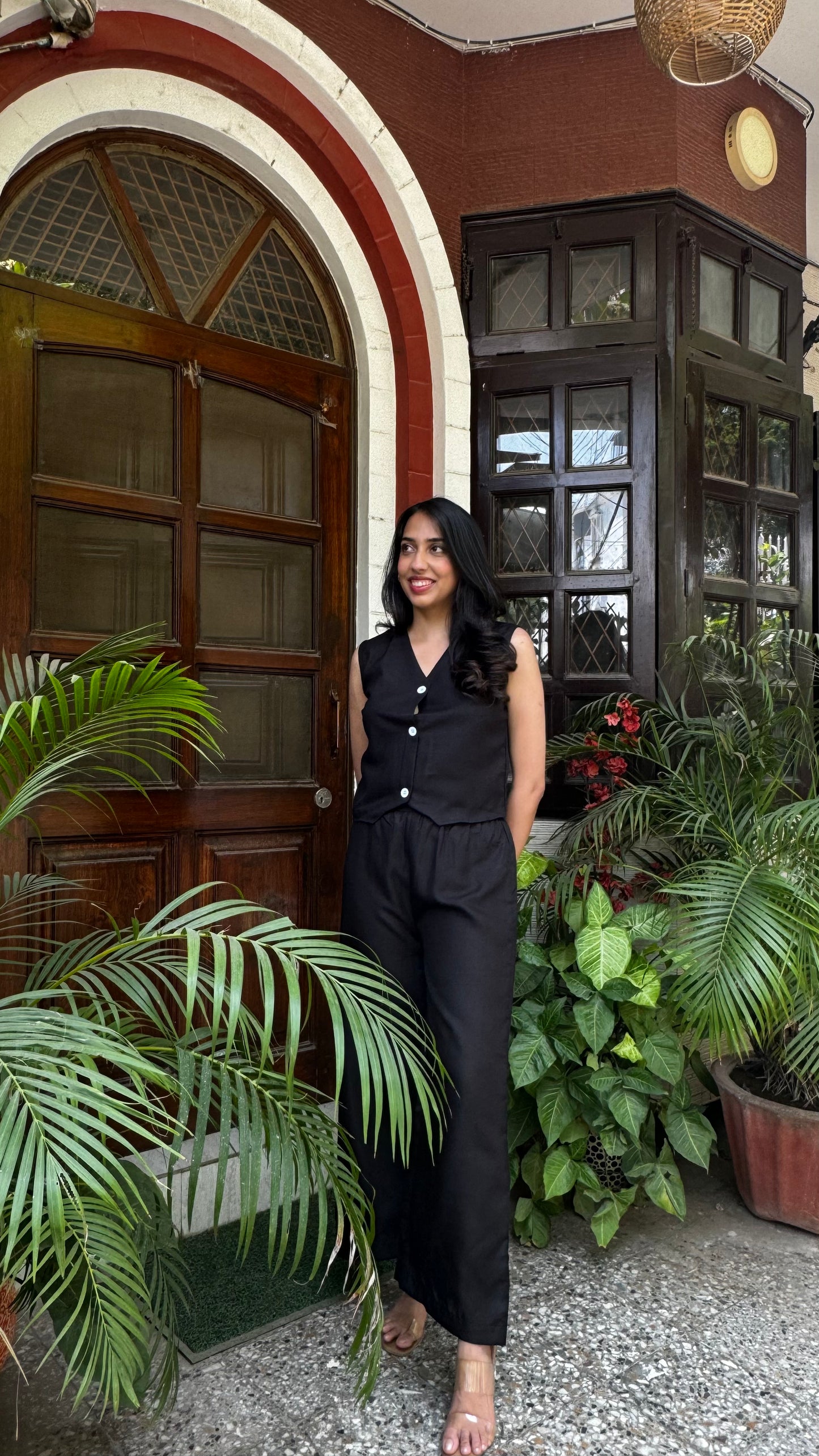 Cotton Waistcoat Set - Black
