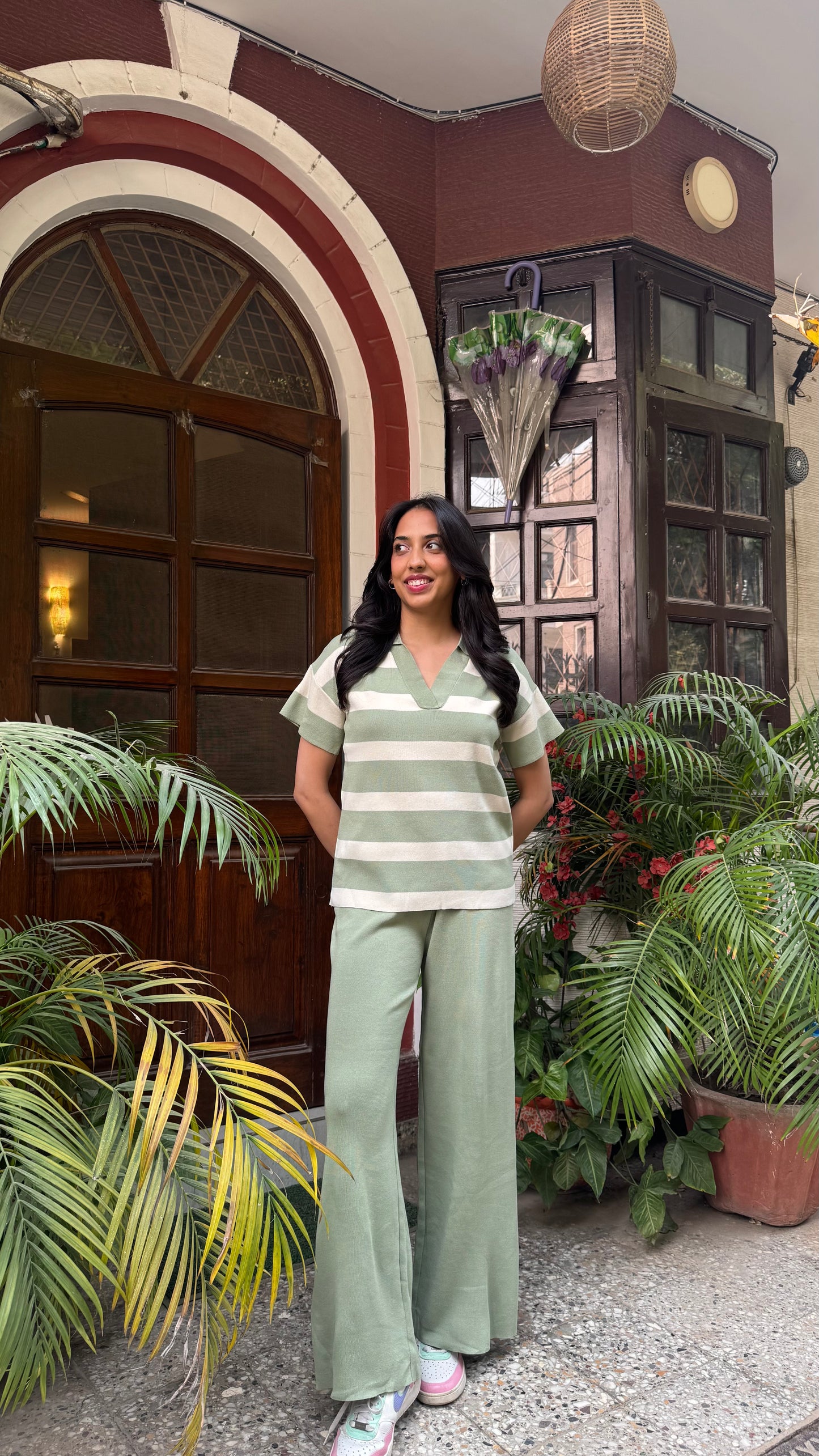 Super Striped Airport Set - Green (Free Size) - Premium Collection