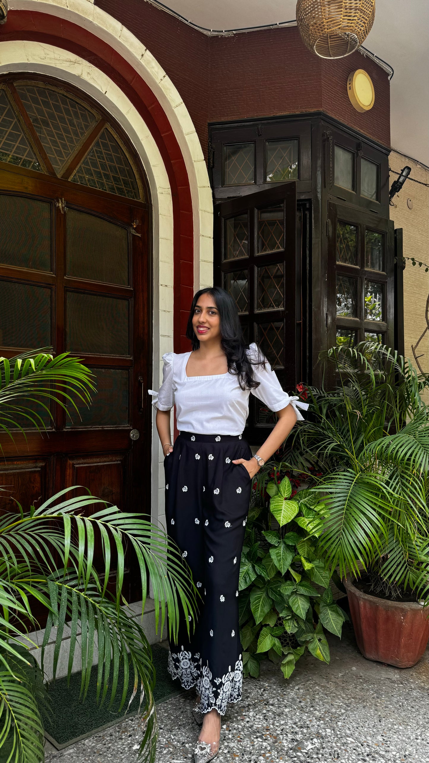 Straight Embroidered Trousers - Black (Premium Fabric)