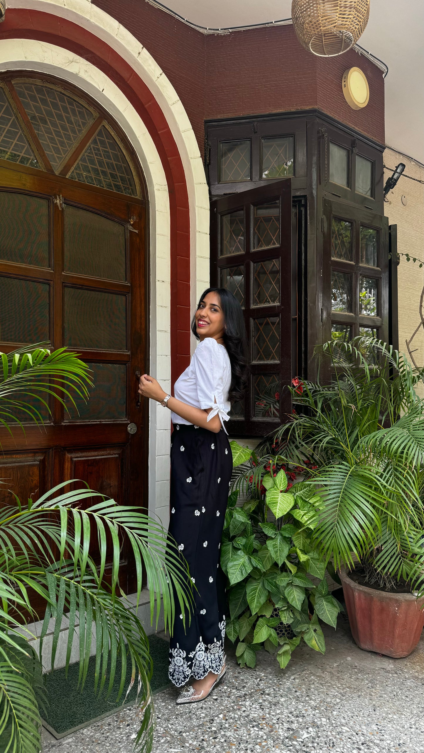 Straight Embroidered Trousers - Black (Premium Fabric)