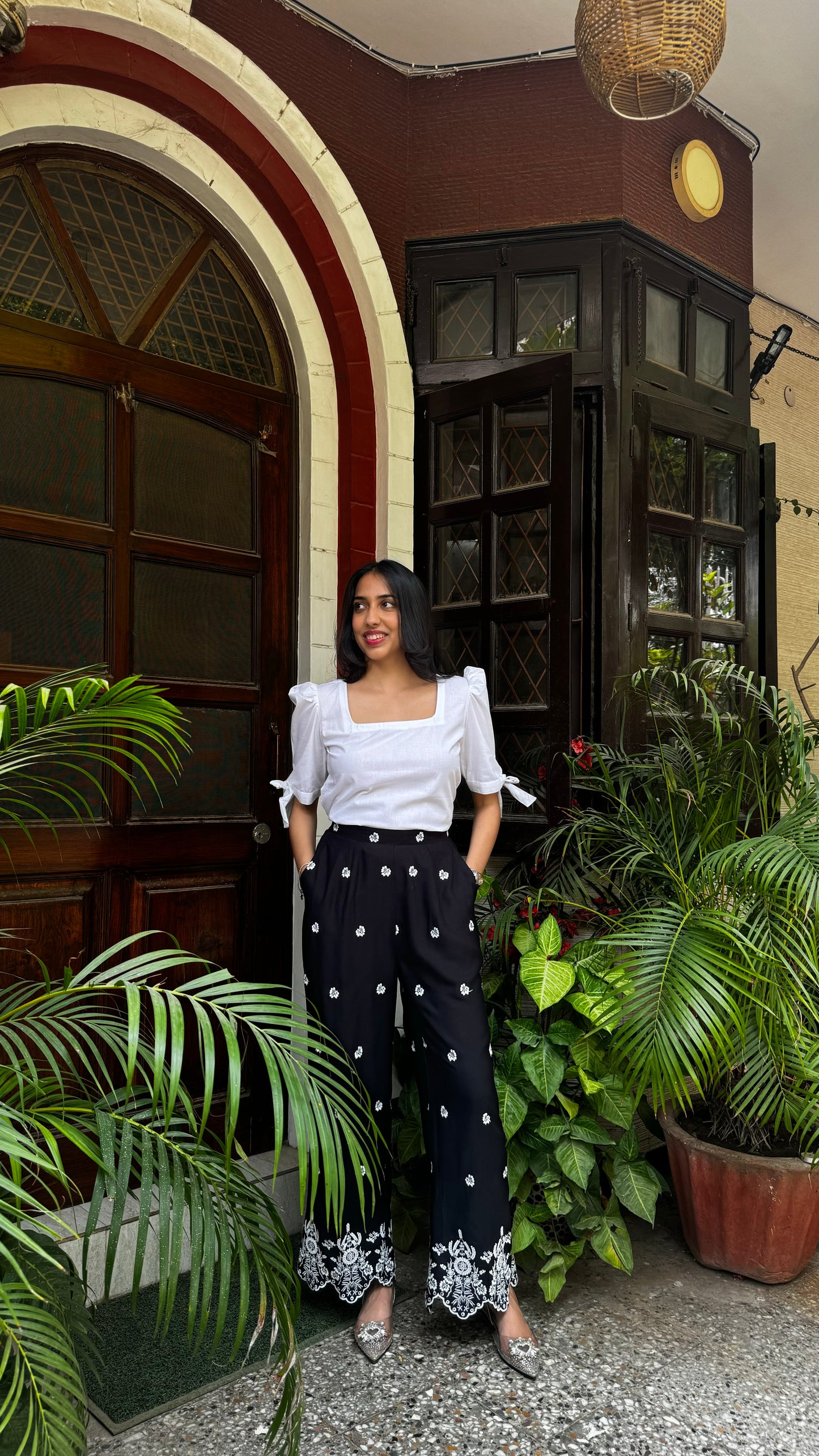 Straight Embroidered Trousers - Black (Premium Fabric)