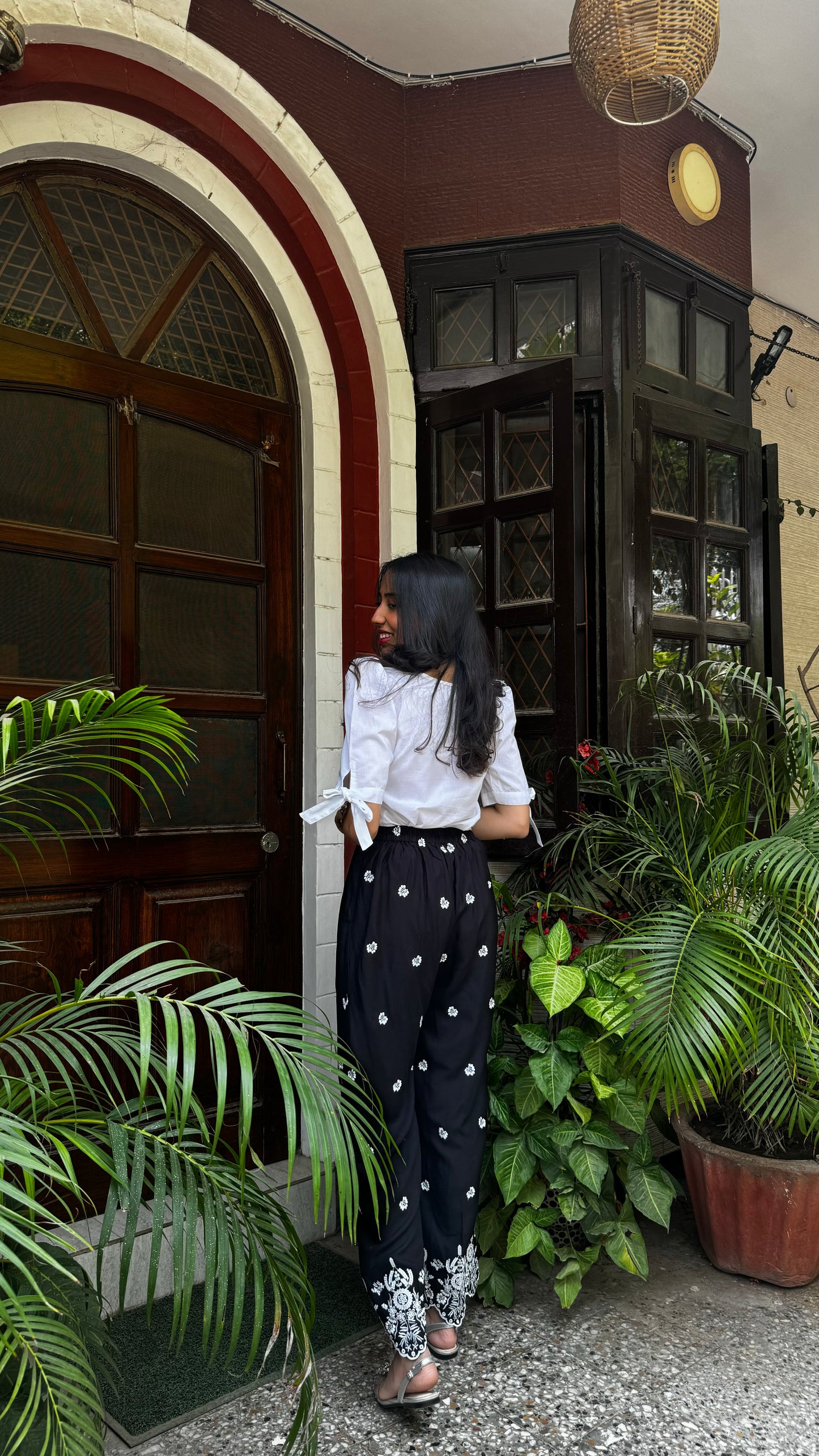 Straight Embroidered Trousers - Black (Premium Fabric)
