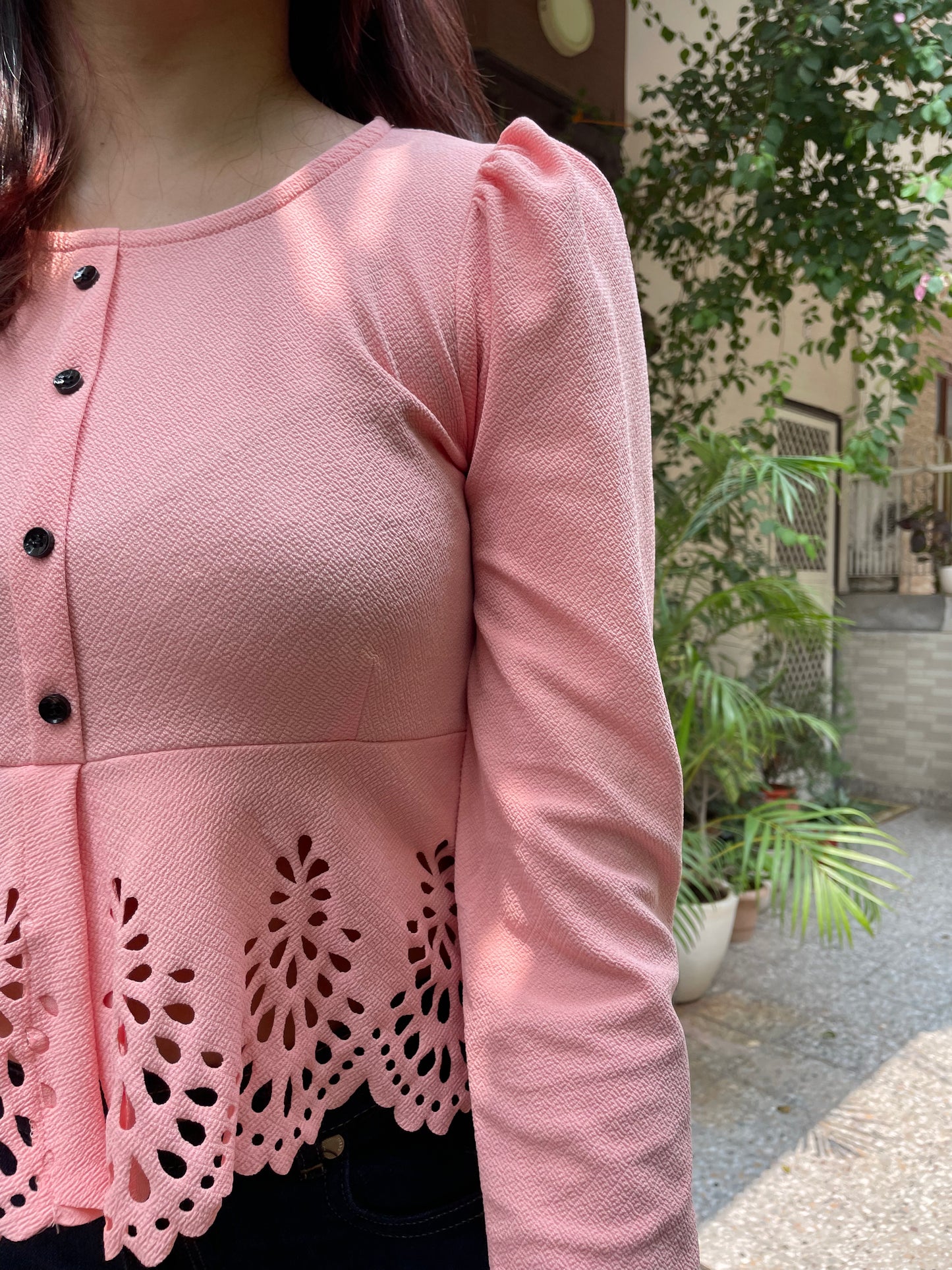 Mia Peplum Top – Peach
