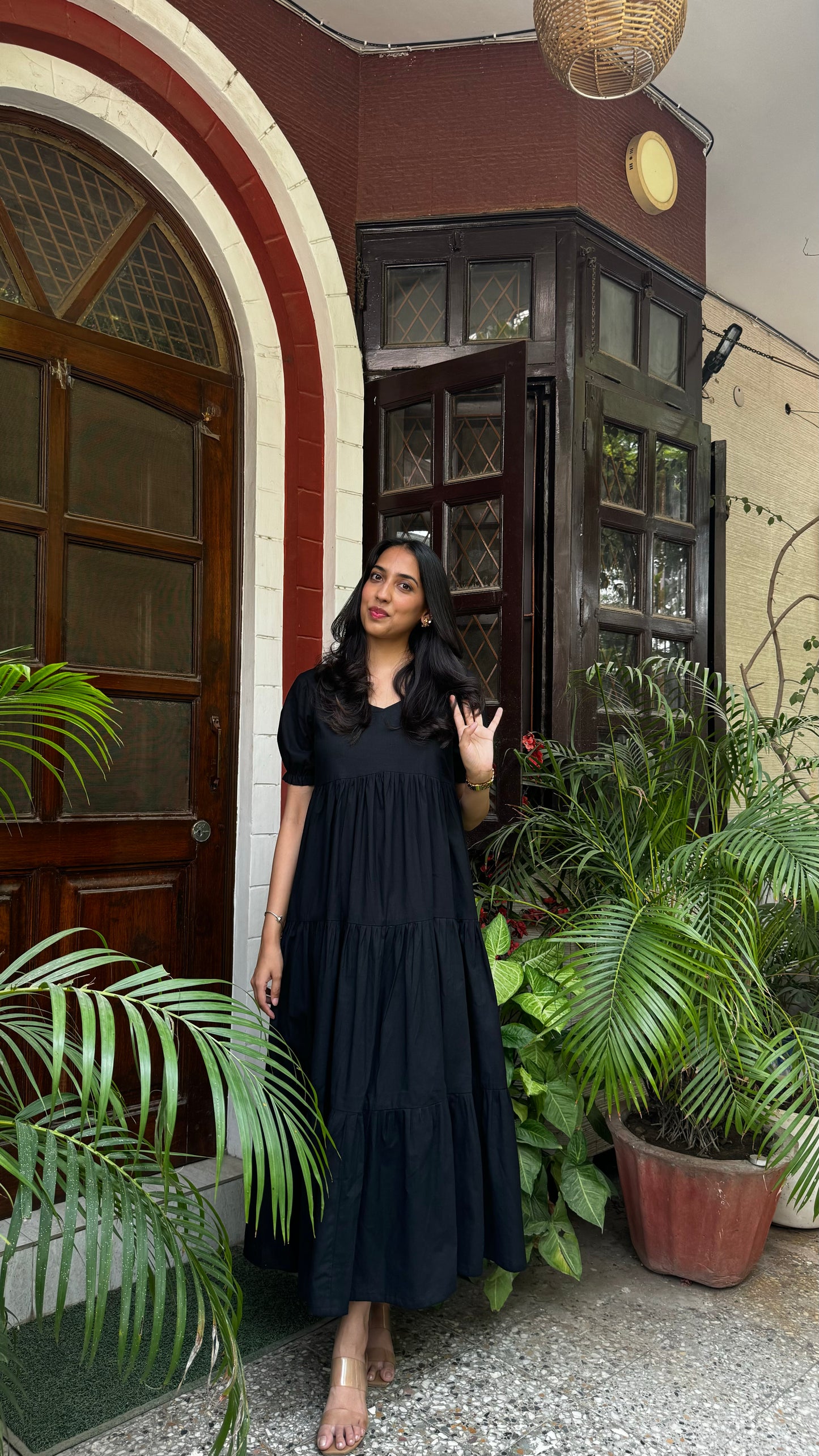 Maternity Splash of Color Cotton Maxi - Black