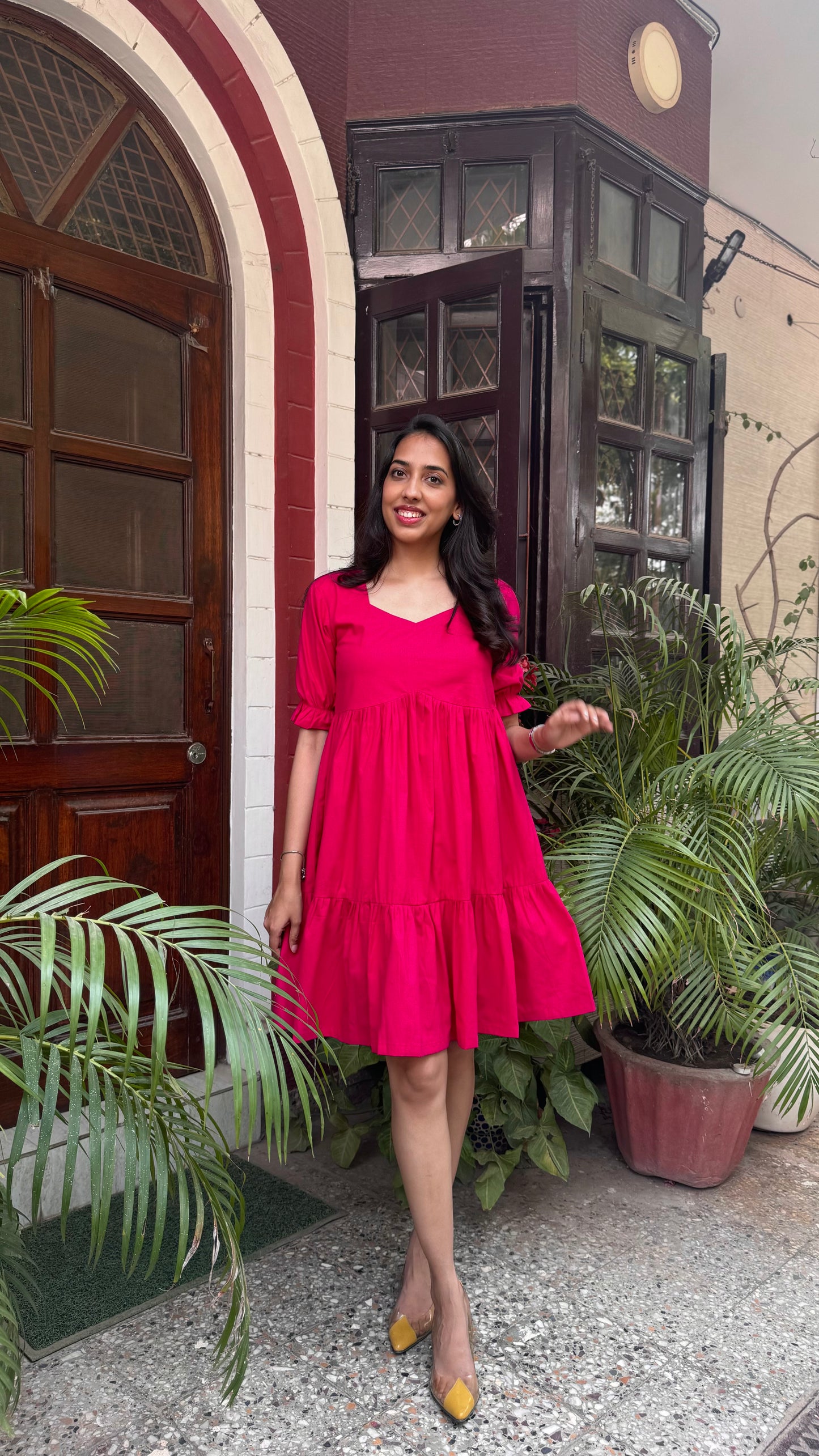 Pop of Color Cotton Dress - Pink