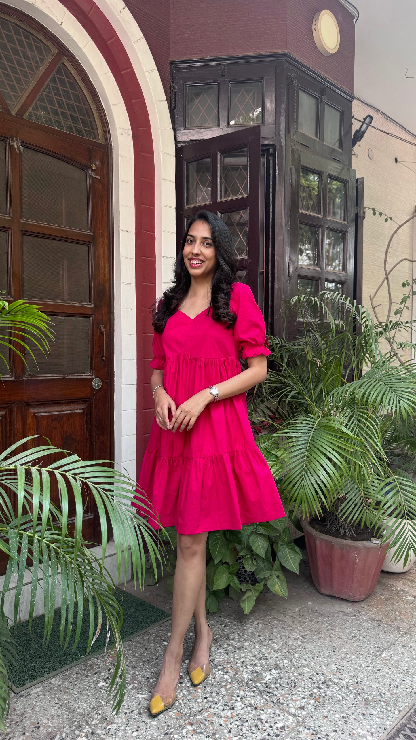 Pop of Color Cotton Dress - Pink