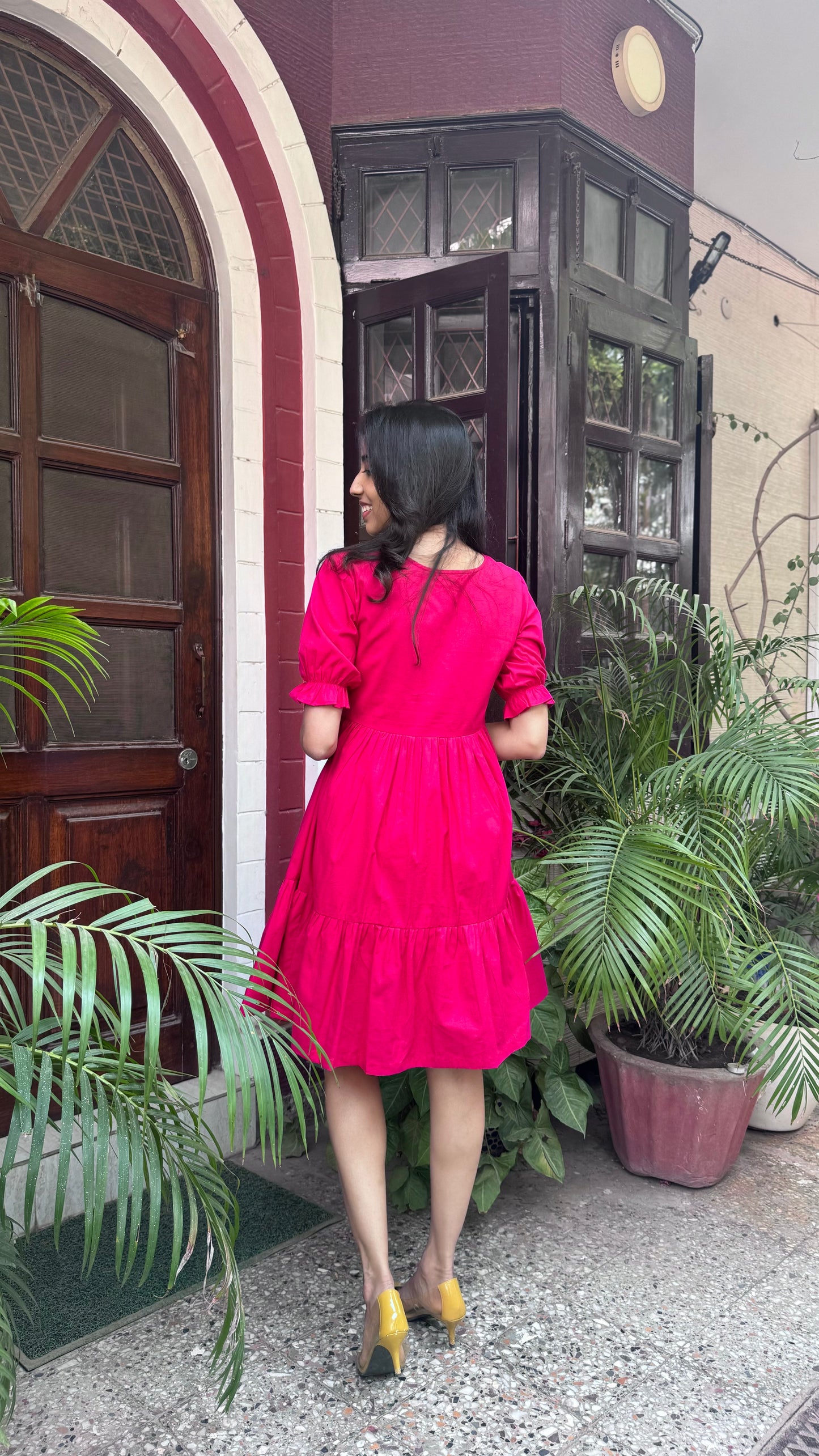 Pop of Color Cotton Dress - Pink