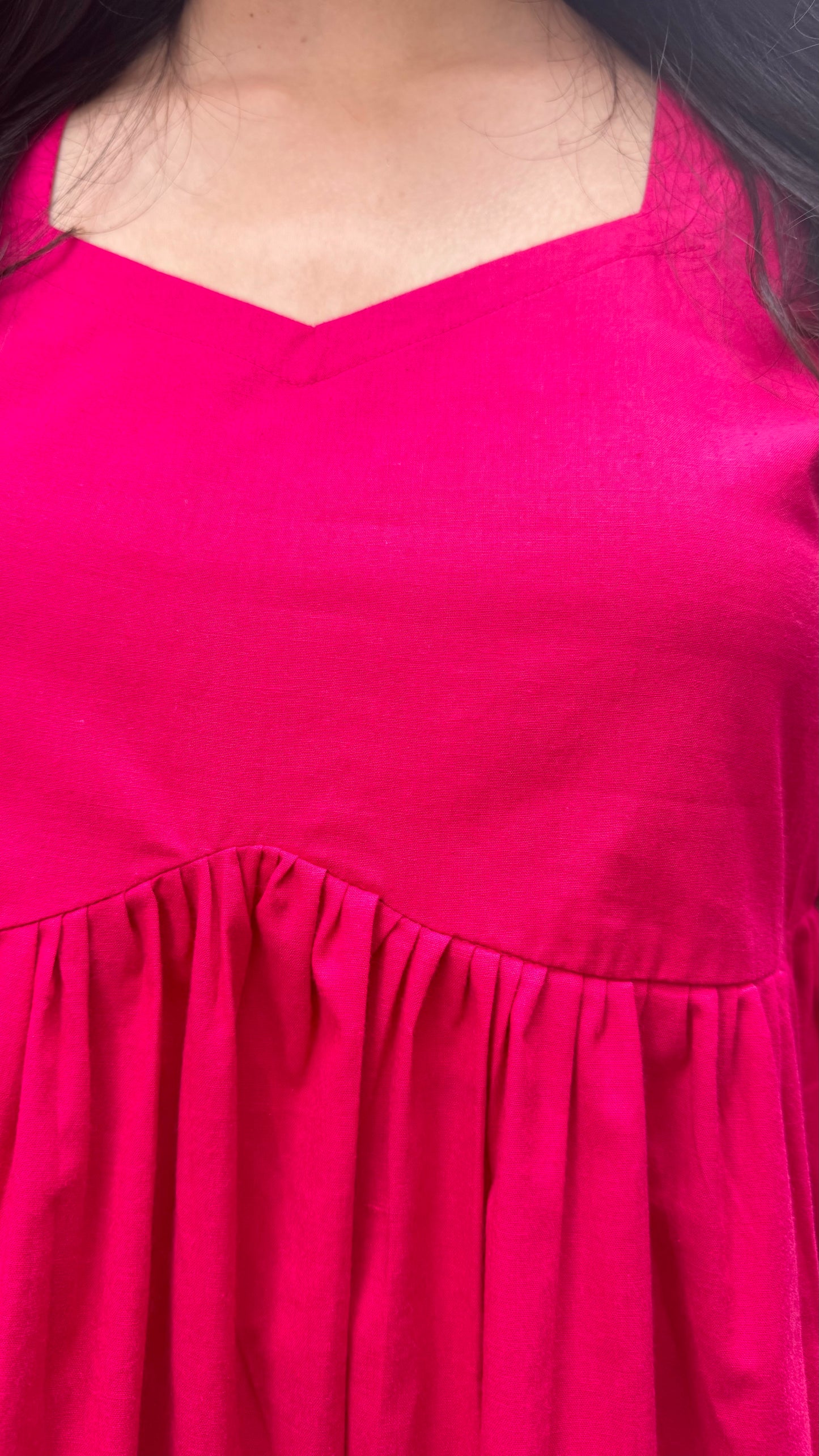 Pop of Color Cotton Dress - Pink