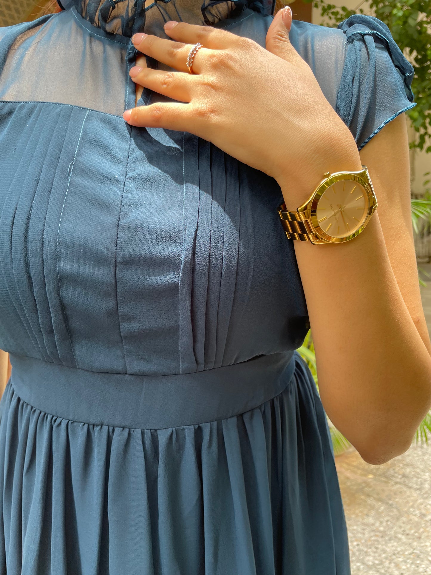 Trophy Georgette Dress- Navy Blue