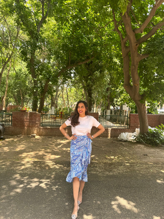 Paisley Frill Wrap Skirt