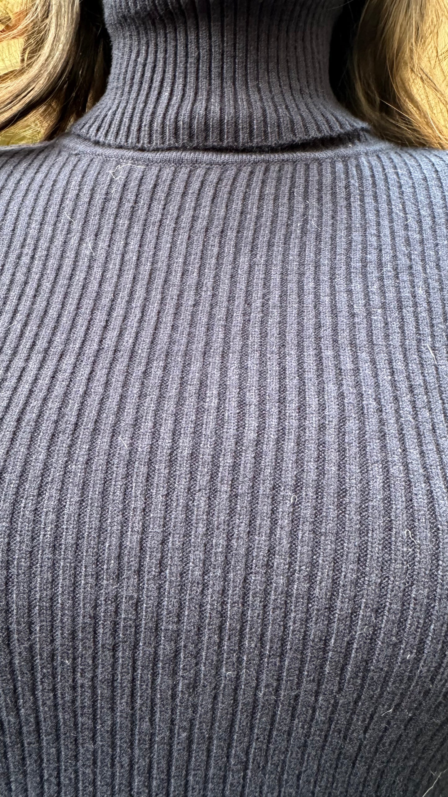 Navy Fitted Ribbed Turtleneck (Free Size)