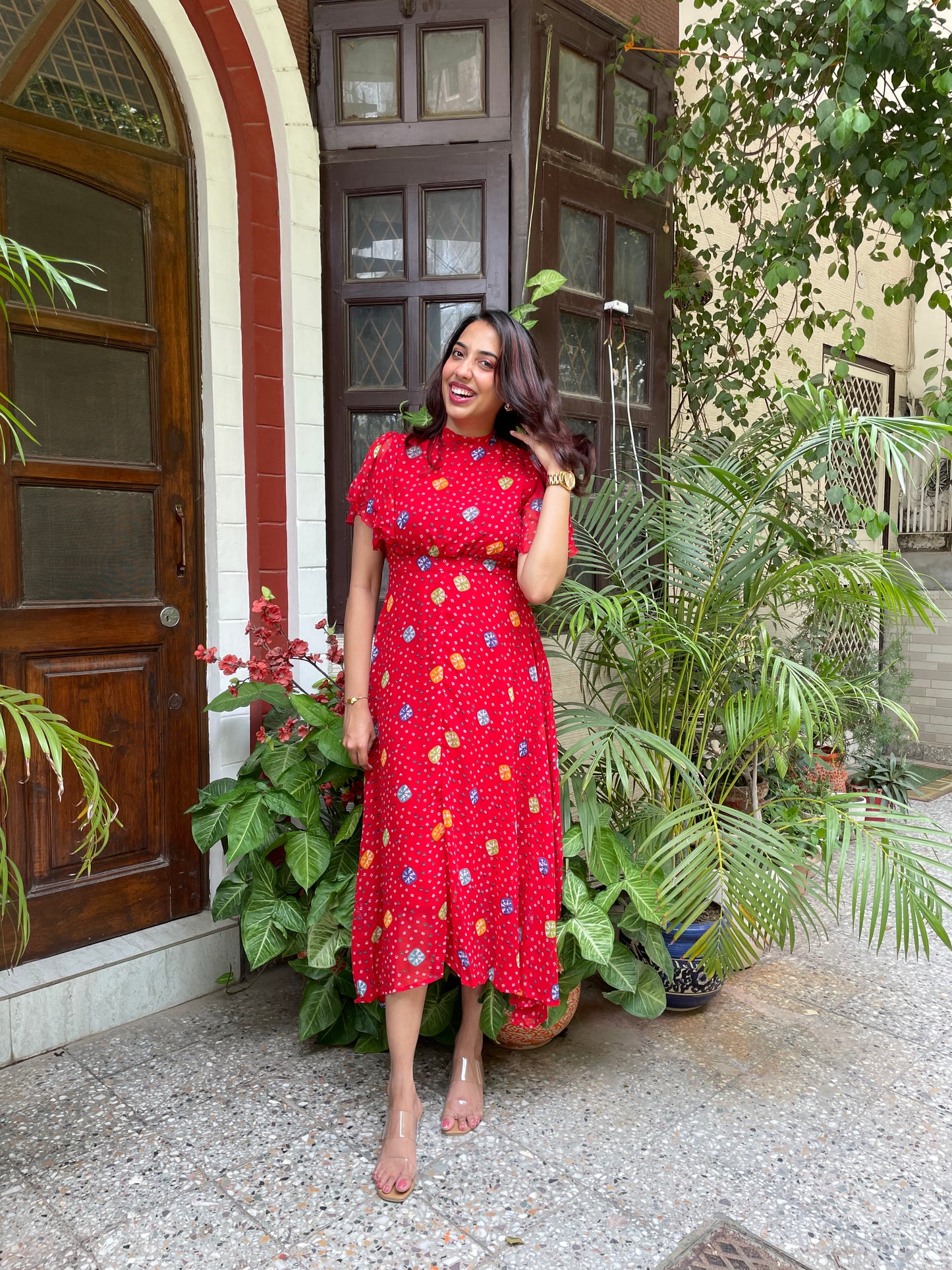 Twirl in Gems Dress- Red