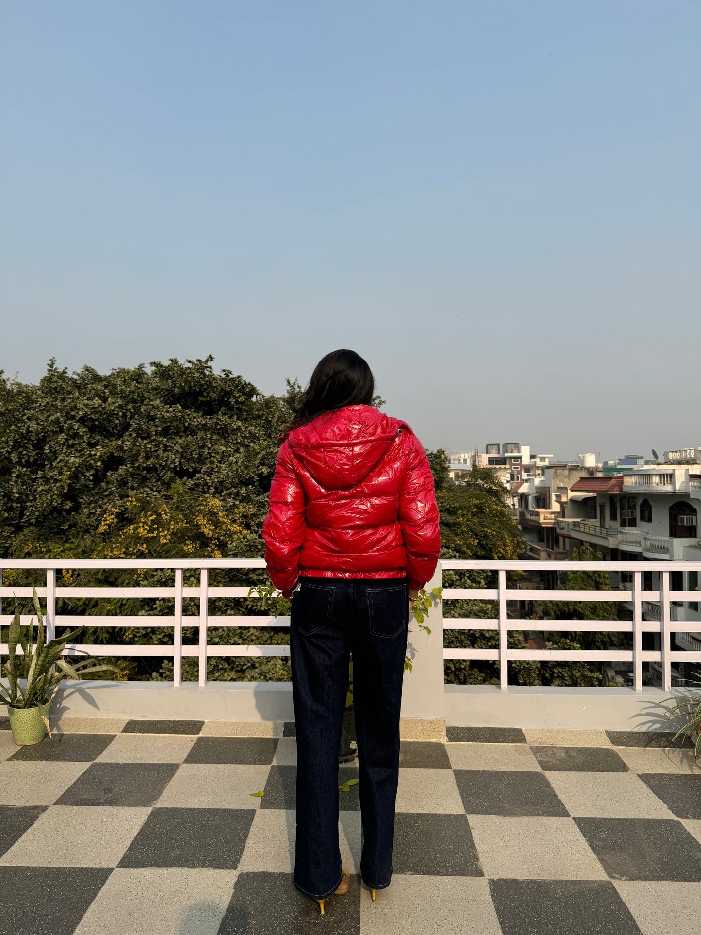 Red Puffer Jacket with Hood