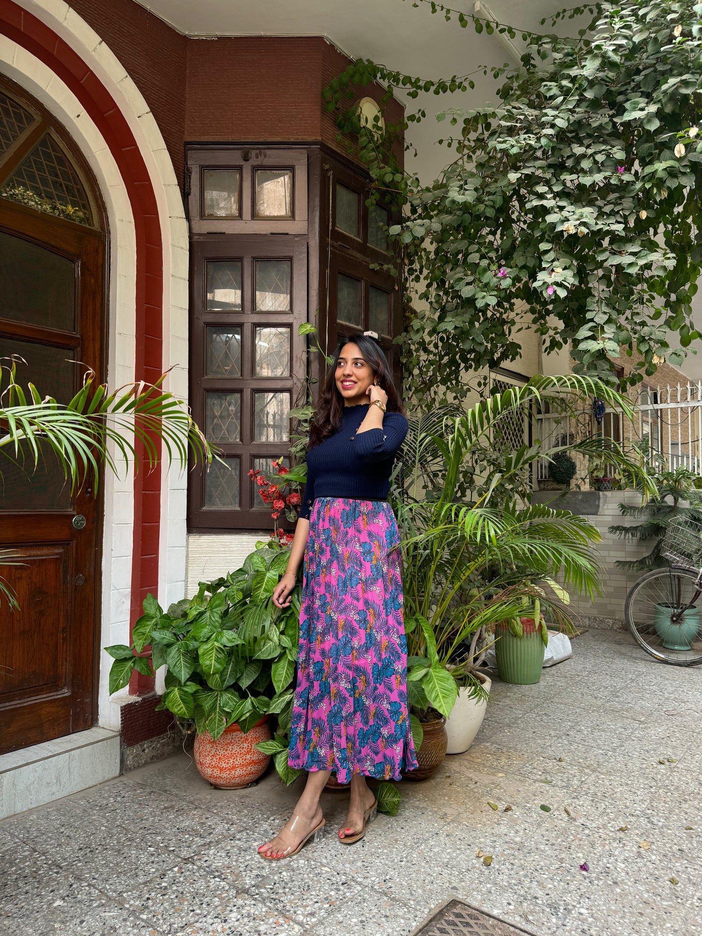 Goddess Pleated Skirt (Free Size)- Pink