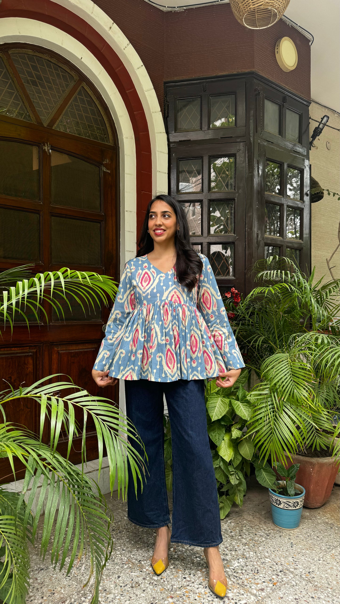 Maternity Dahlia Cotton Tunic - Blue