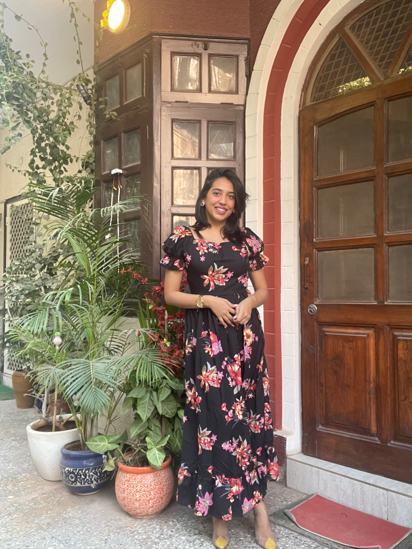 Floral Puffed Maxi Dress