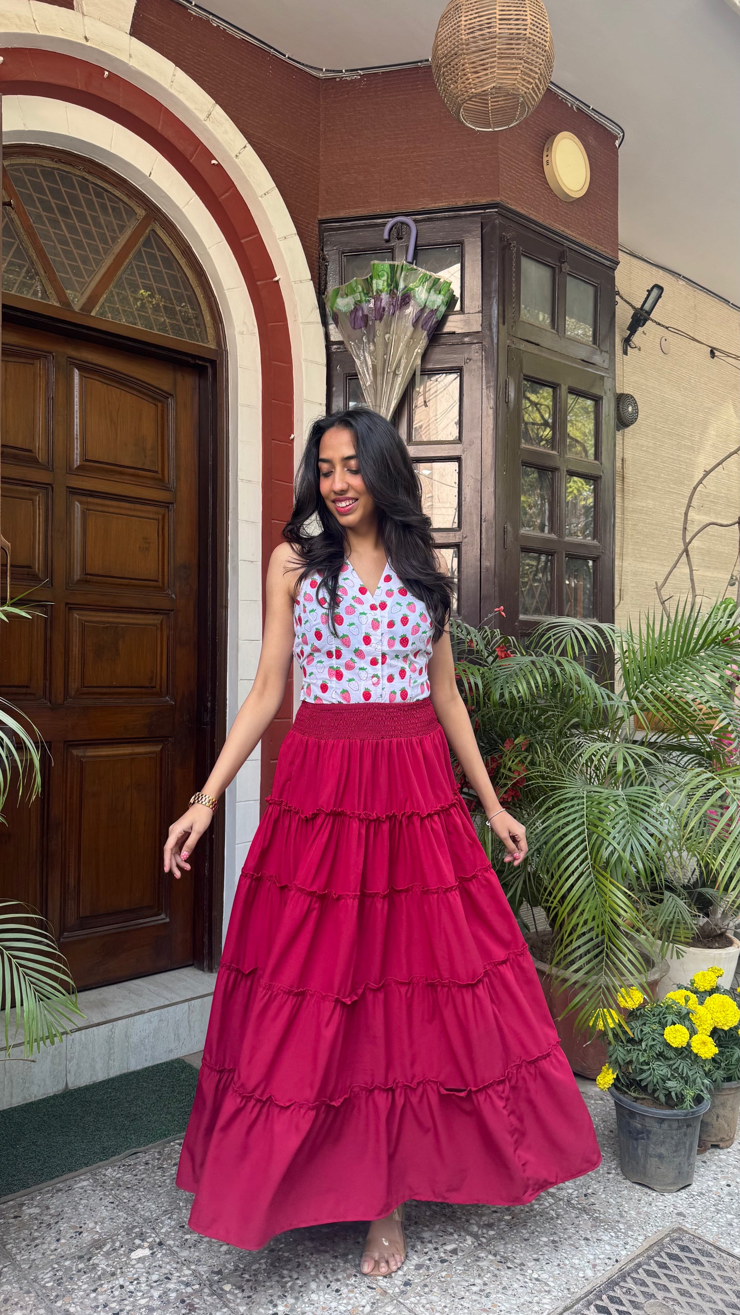 Belle Cotton Shirt (Sleeveless) - Strawberry