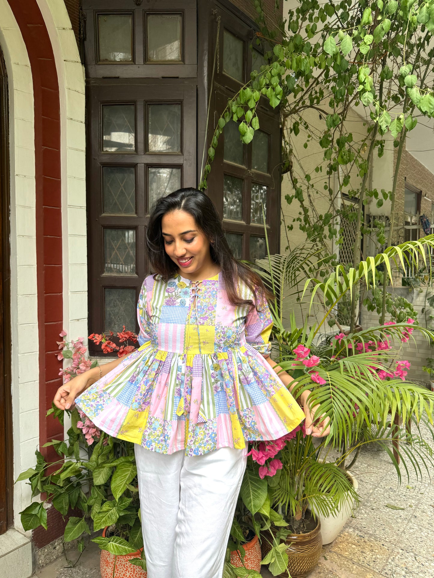 Patchwork Peplum Top (Premium Fabric)