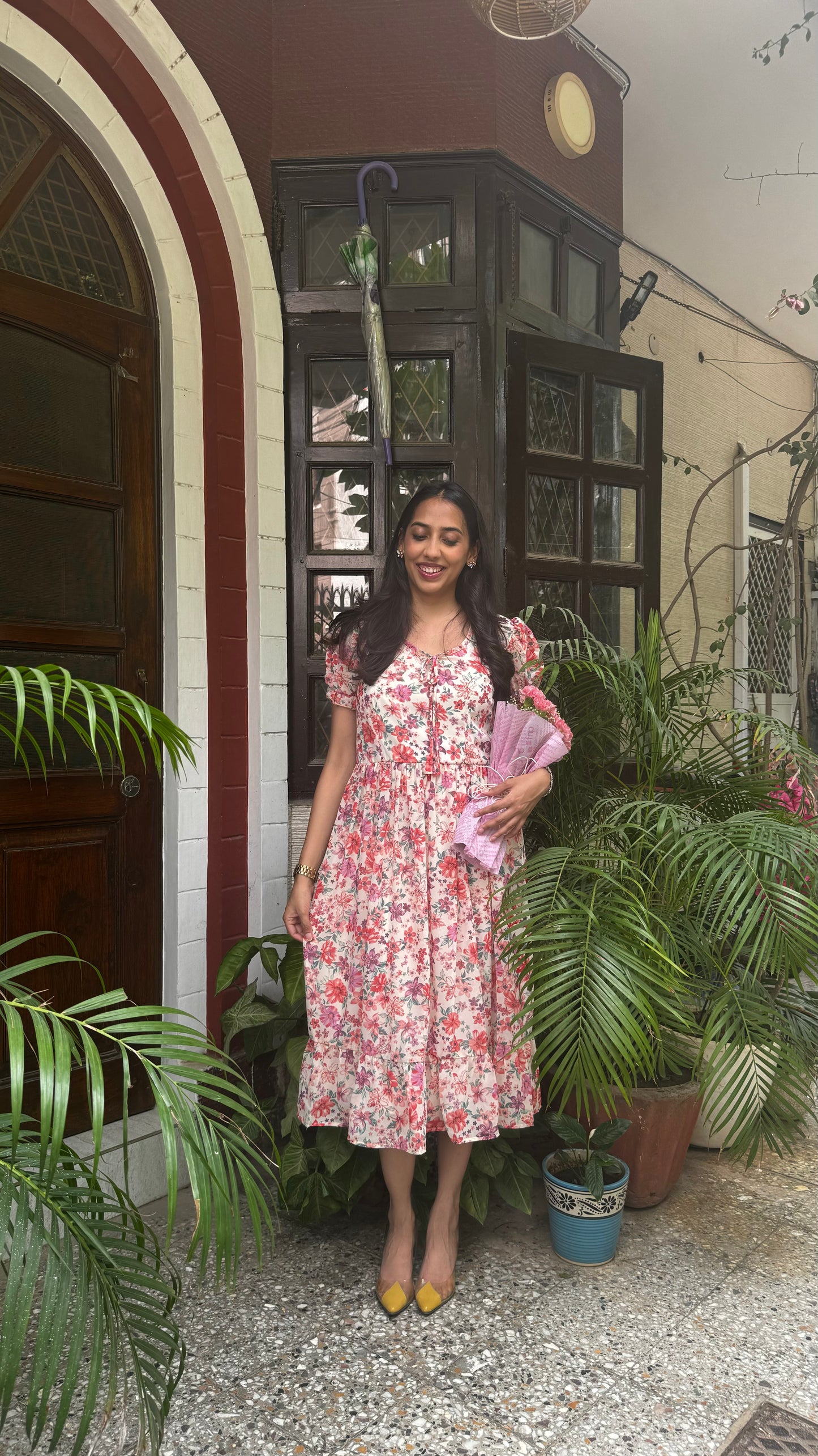 Pretty Girlie Georgette Dress - Pink (Premium Collection)