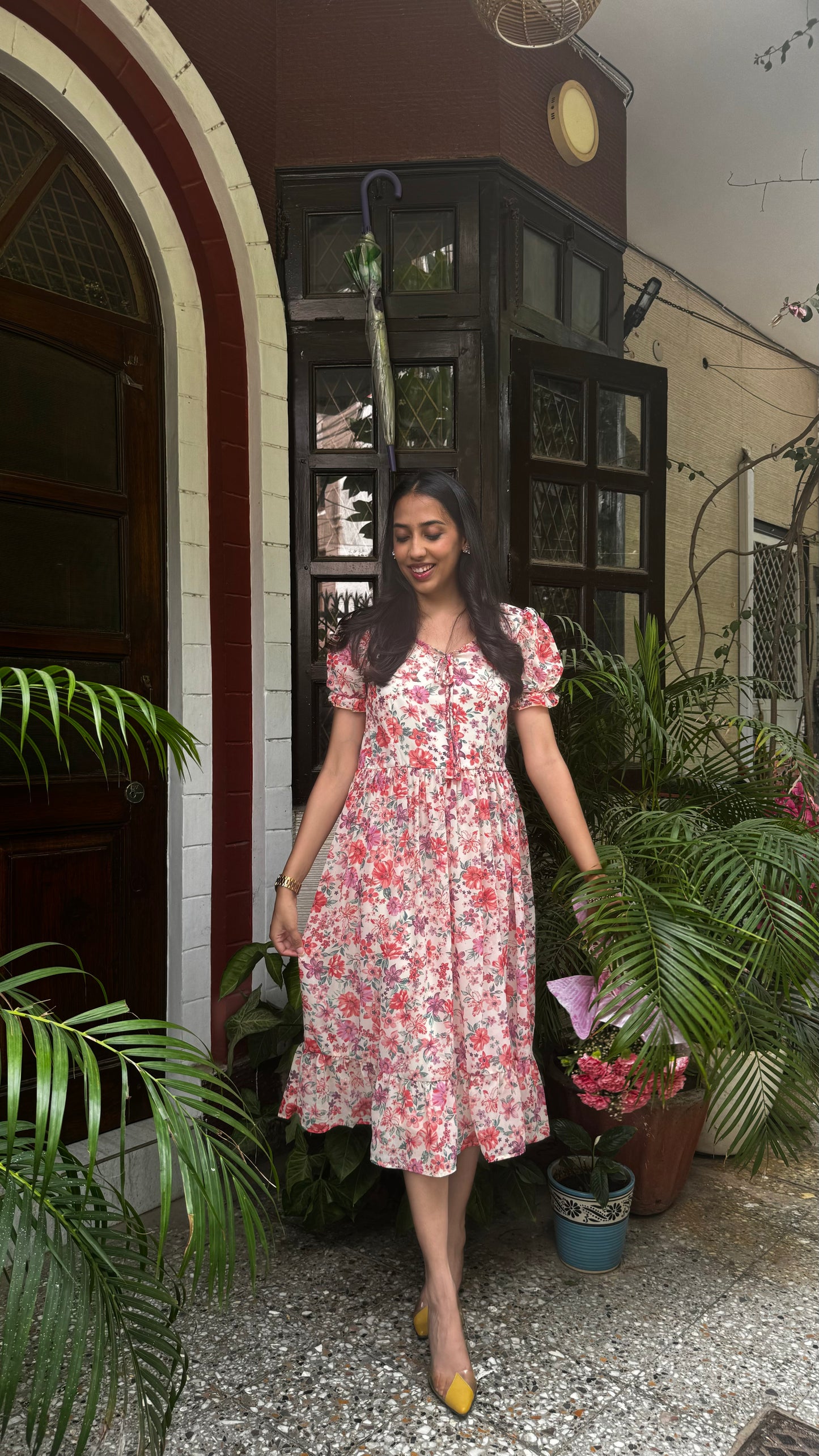 Pretty Girlie Georgette Dress - Pink (Premium Collection)