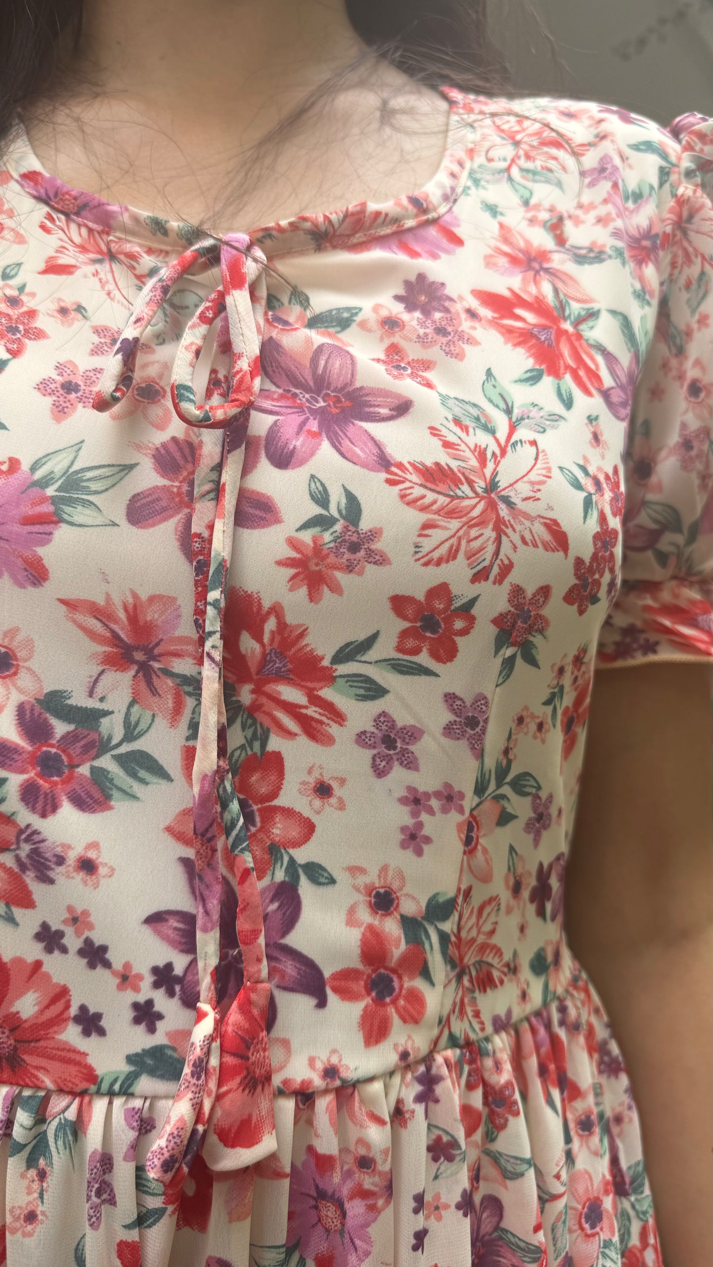 Pretty Girlie Georgette Dress - Pink (Premium Collection)