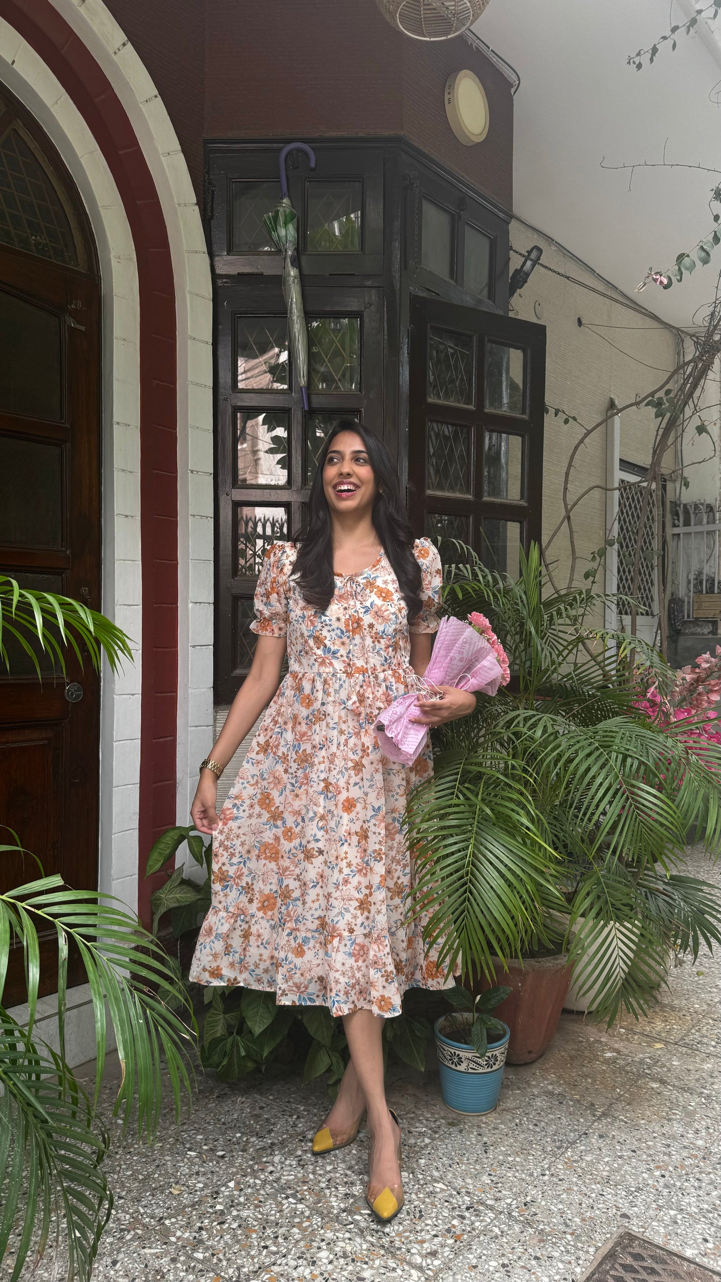 Pretty Girlie Georgette Dress - Cream (Premium Collection)